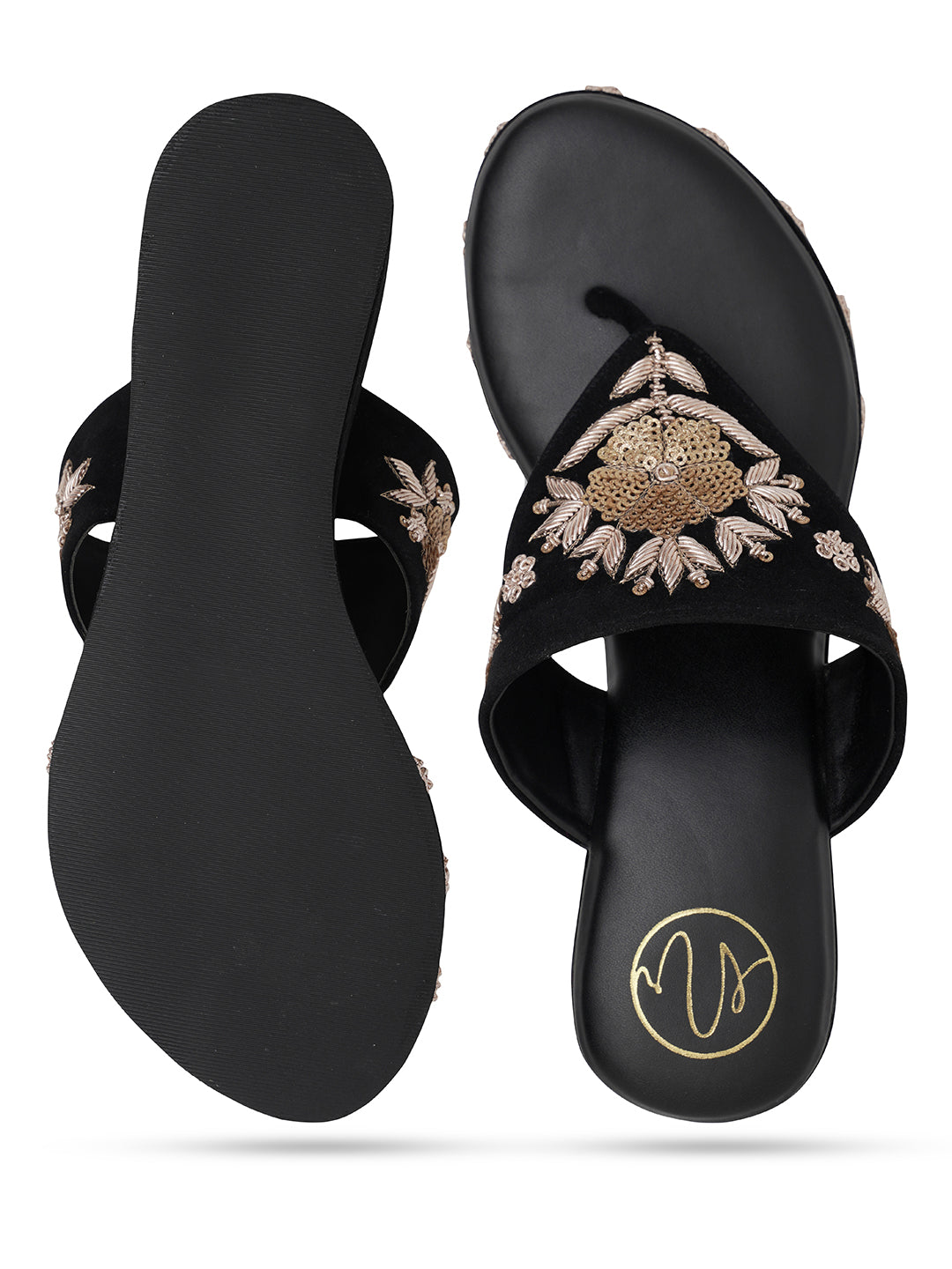Women Nr Black Embellished Wedge Heels