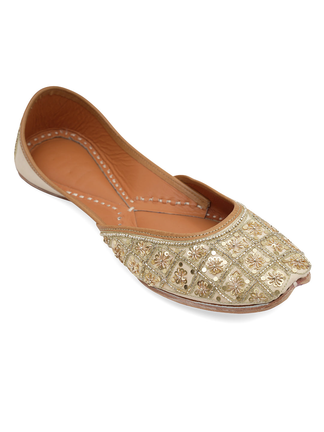 NR By Nidhi Rathi Women embroidered Mojaris- Gold