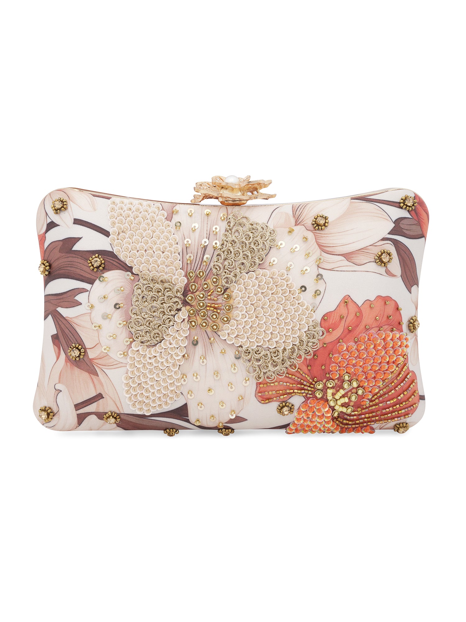 Floral Embellished Party Box Clutch