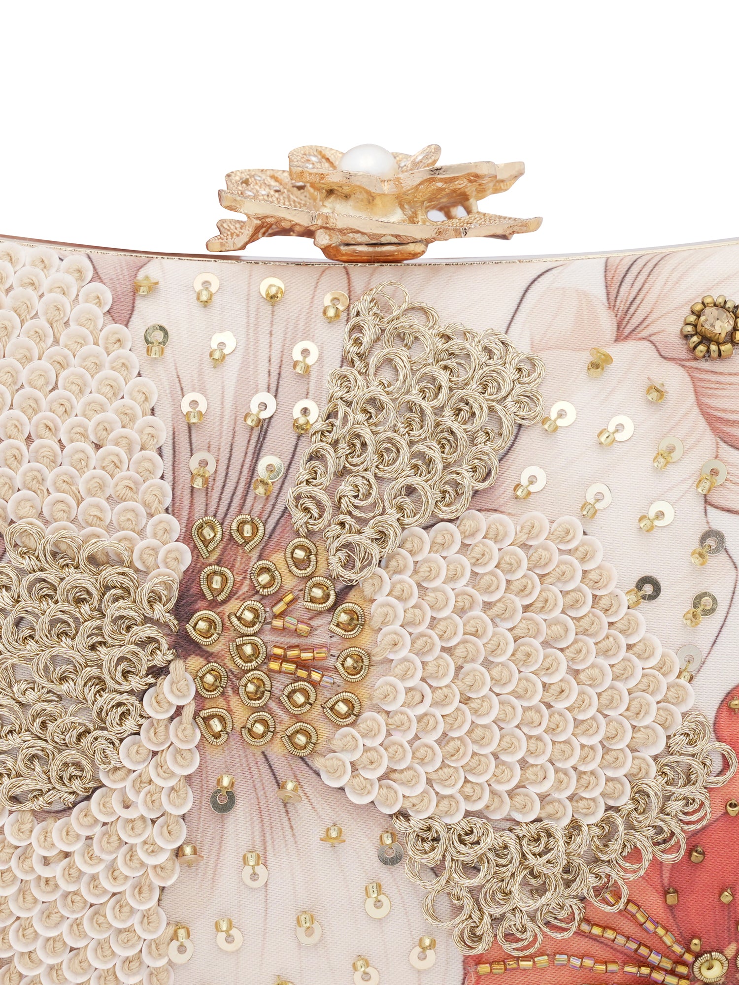Floral Embellished Party Box Clutch