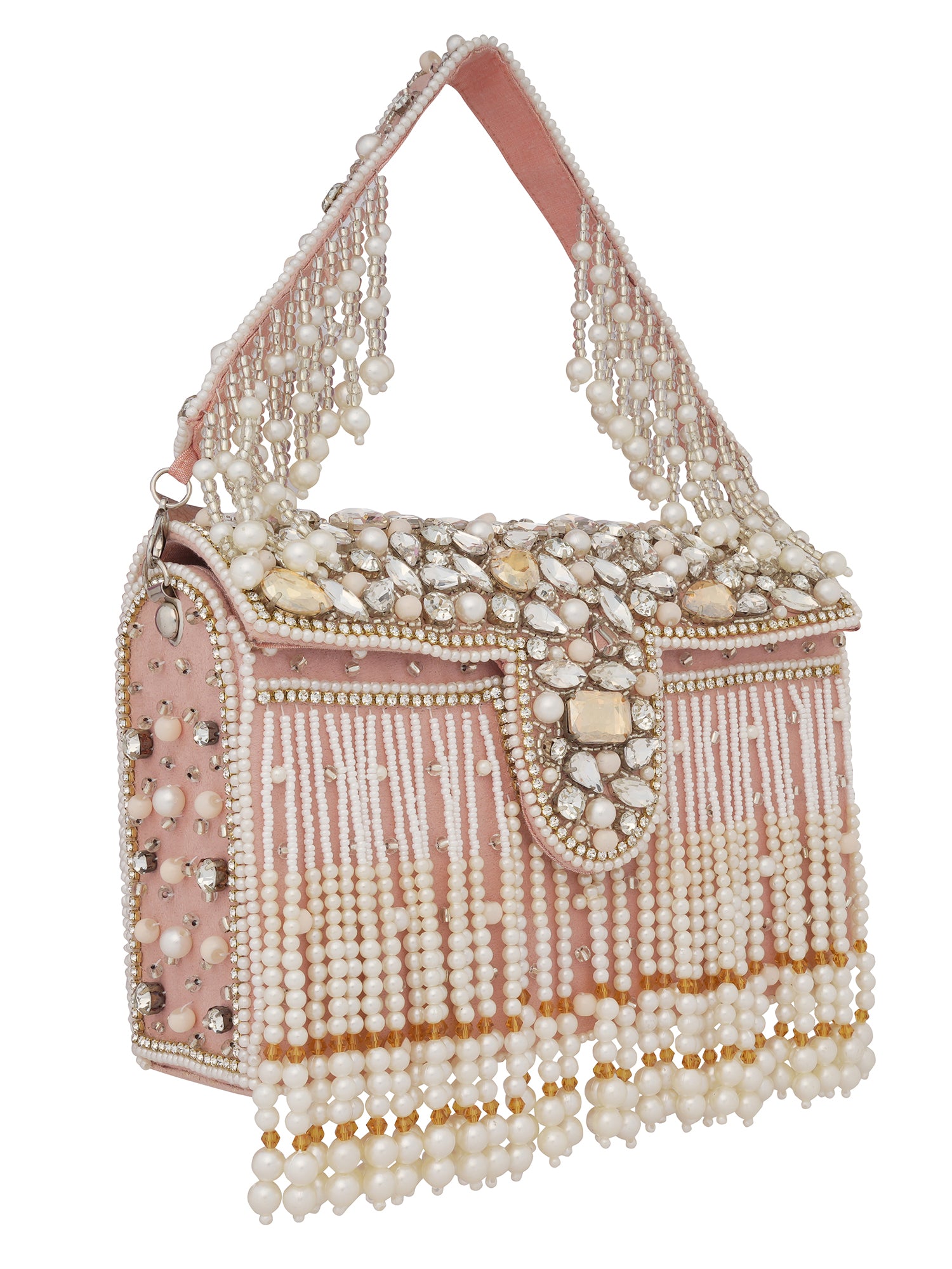 Floral Embroidered Foldover Clutch