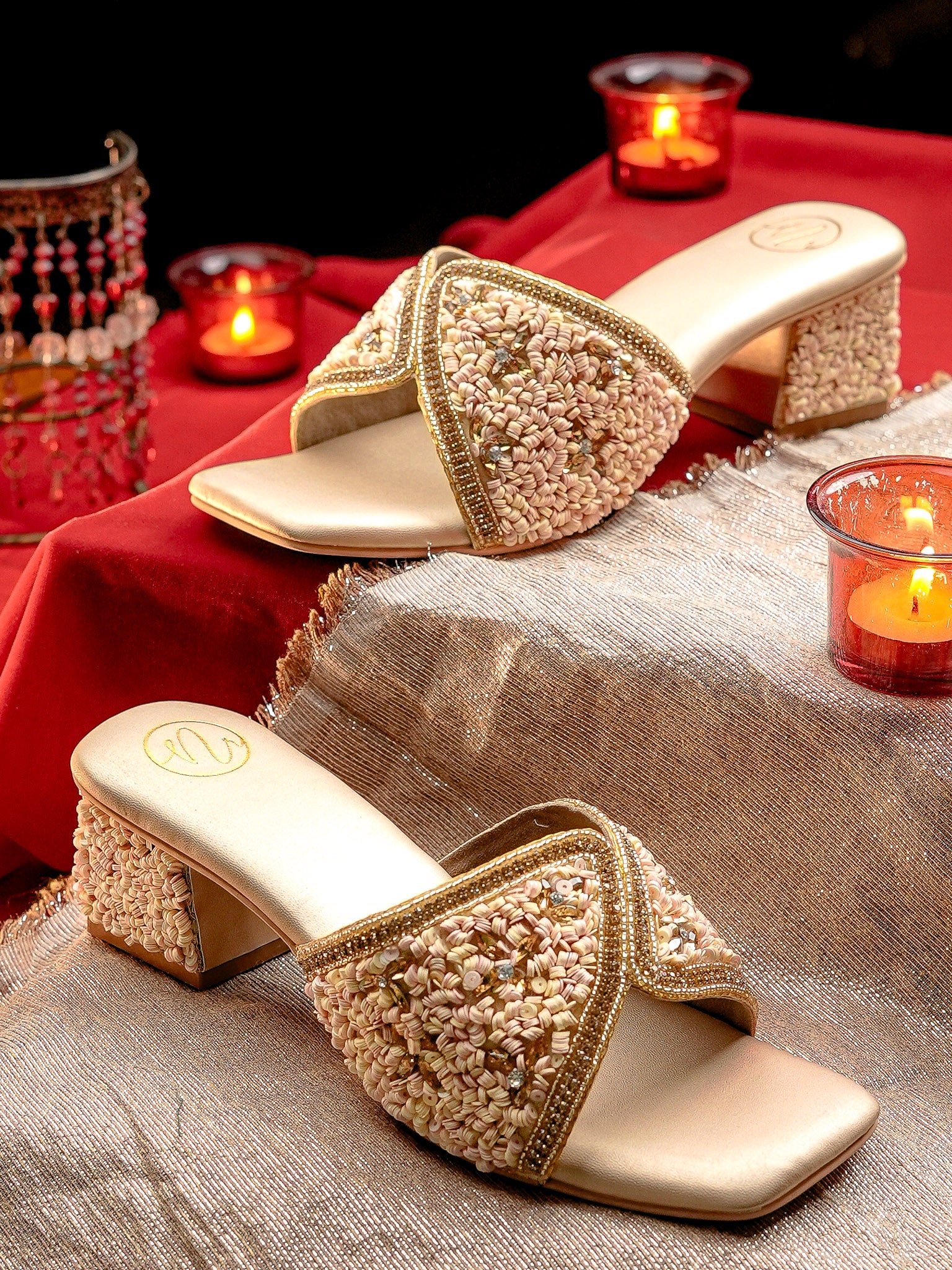 Embellished Party Block Sandals