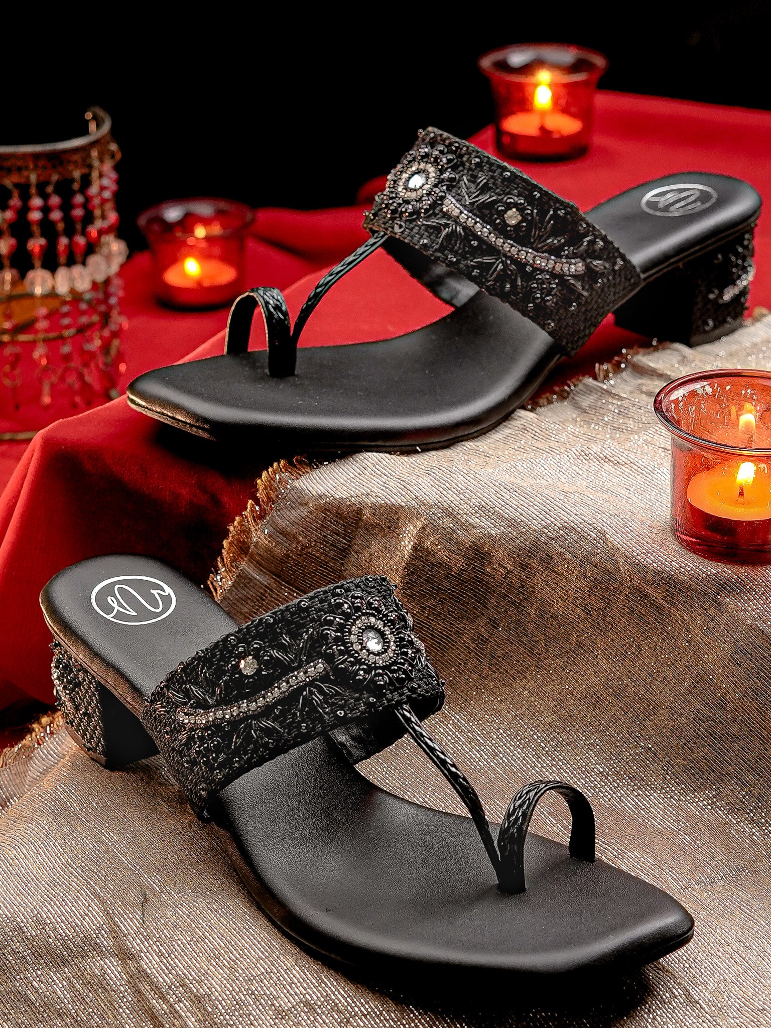 Embellished Party Block Sandals