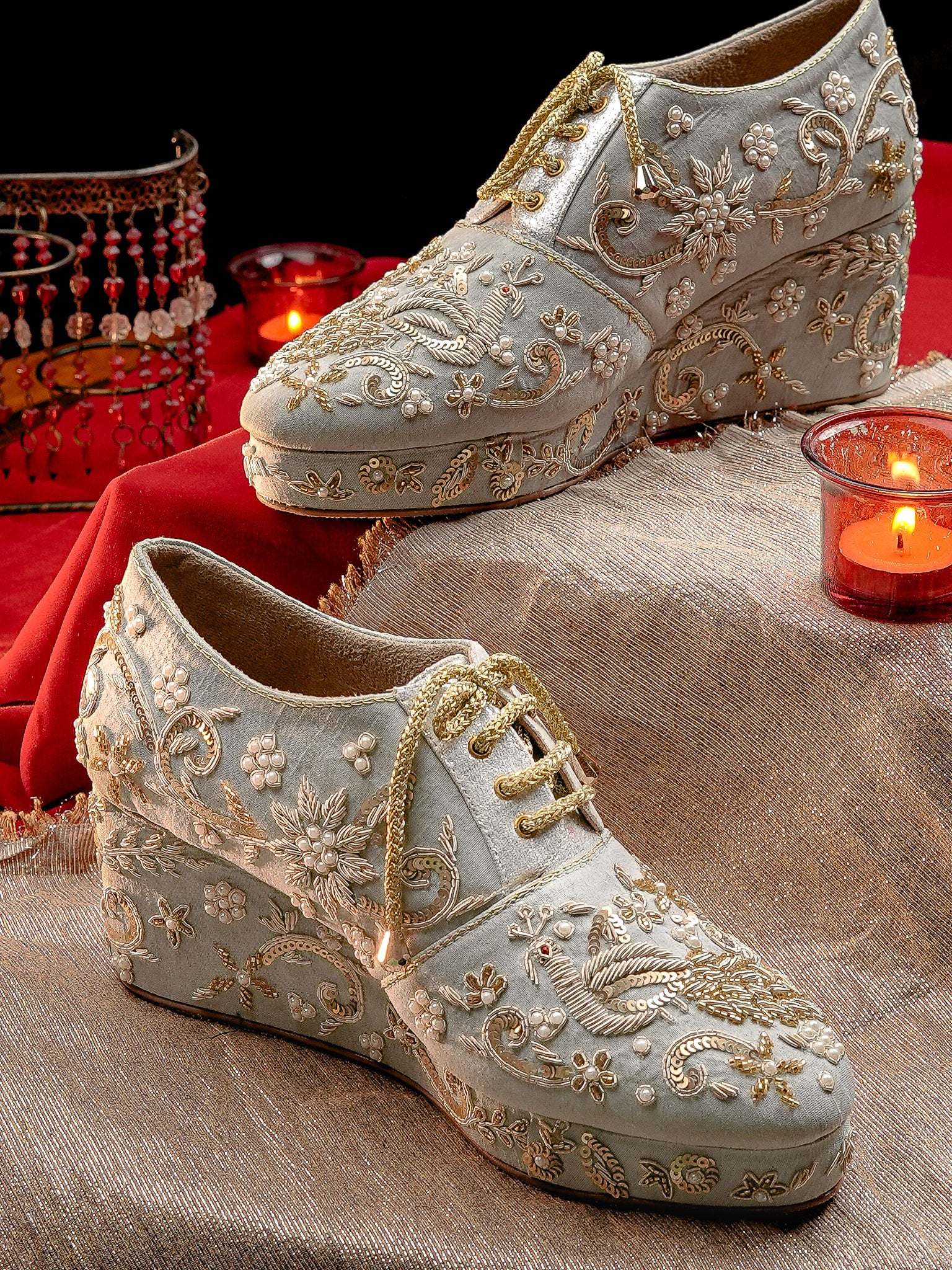 Embellished Party Wedge Sandals