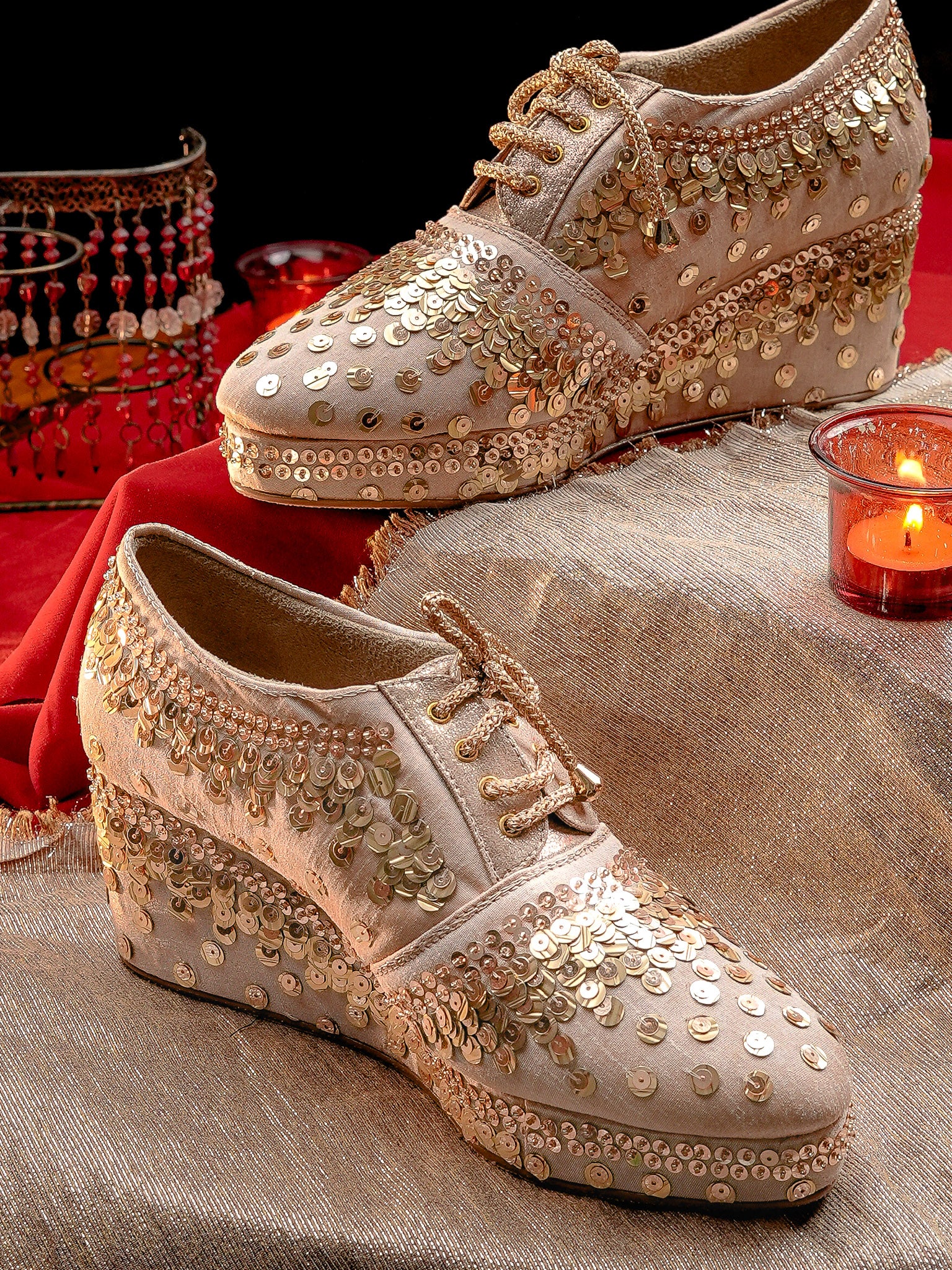 Embellished Party Wedge Sandals