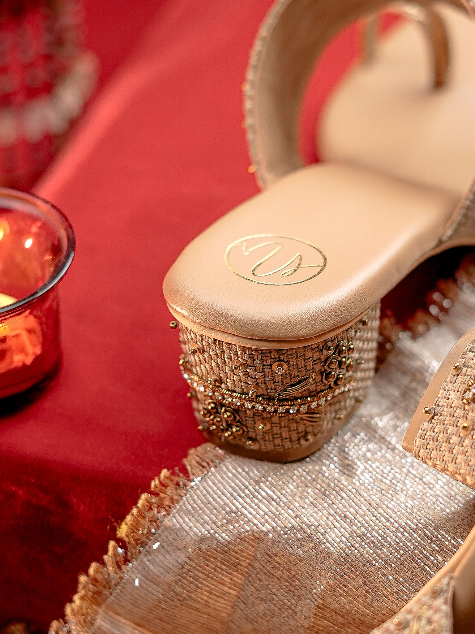 Embellished Party Block Sandals