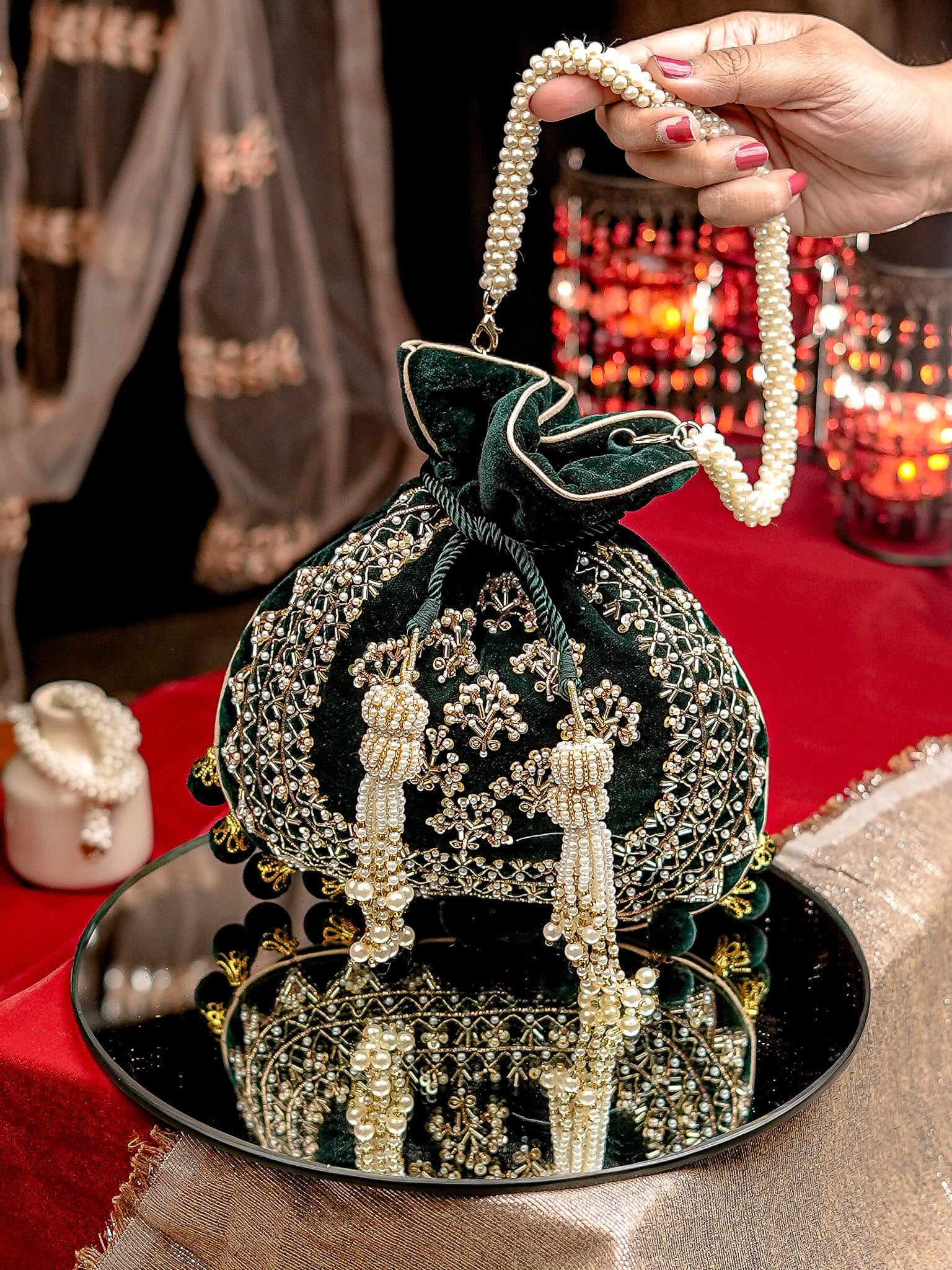 Floral Embroidered Potli Clutch