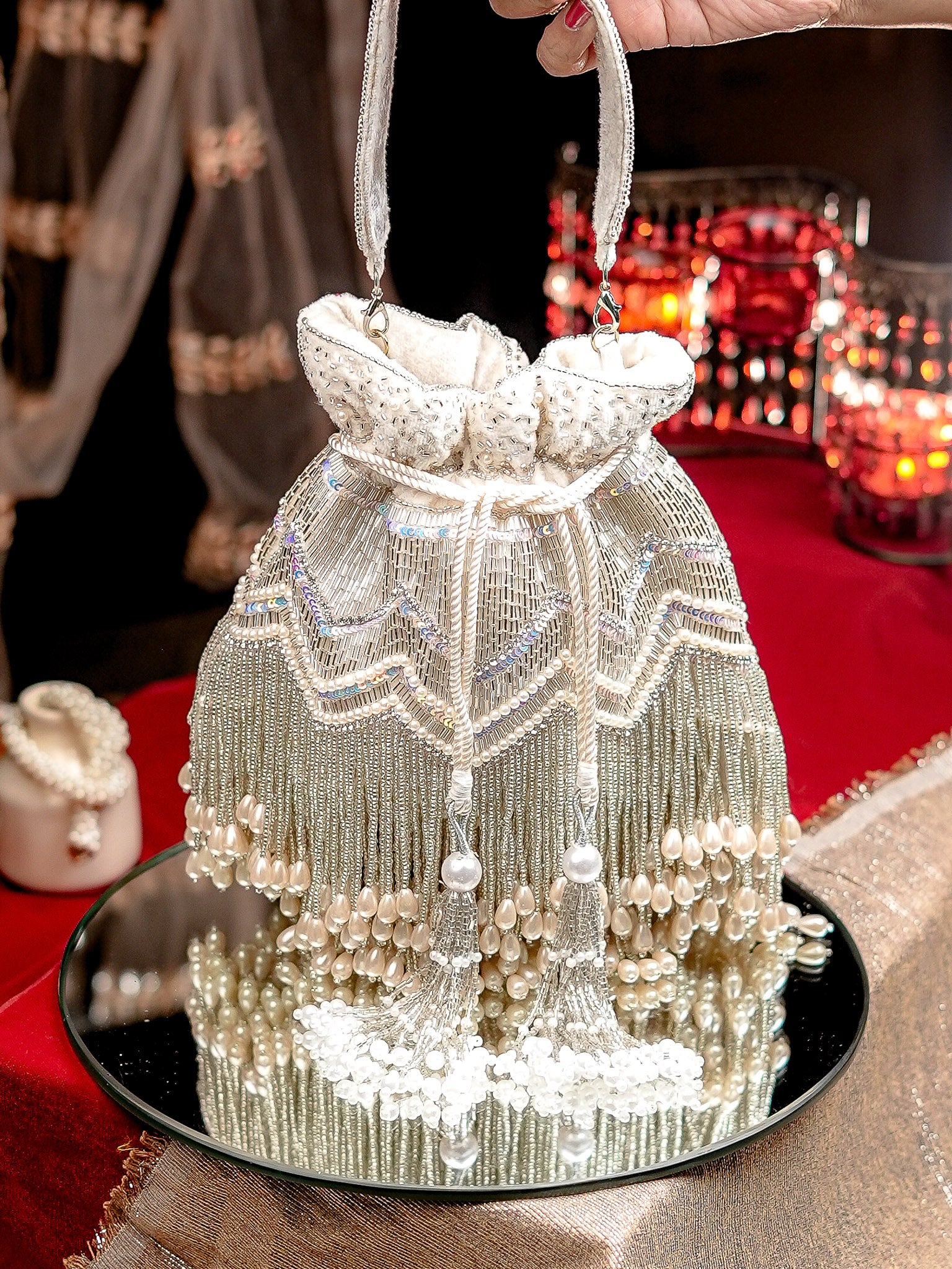 Geometric Embellished Potli Clutch
