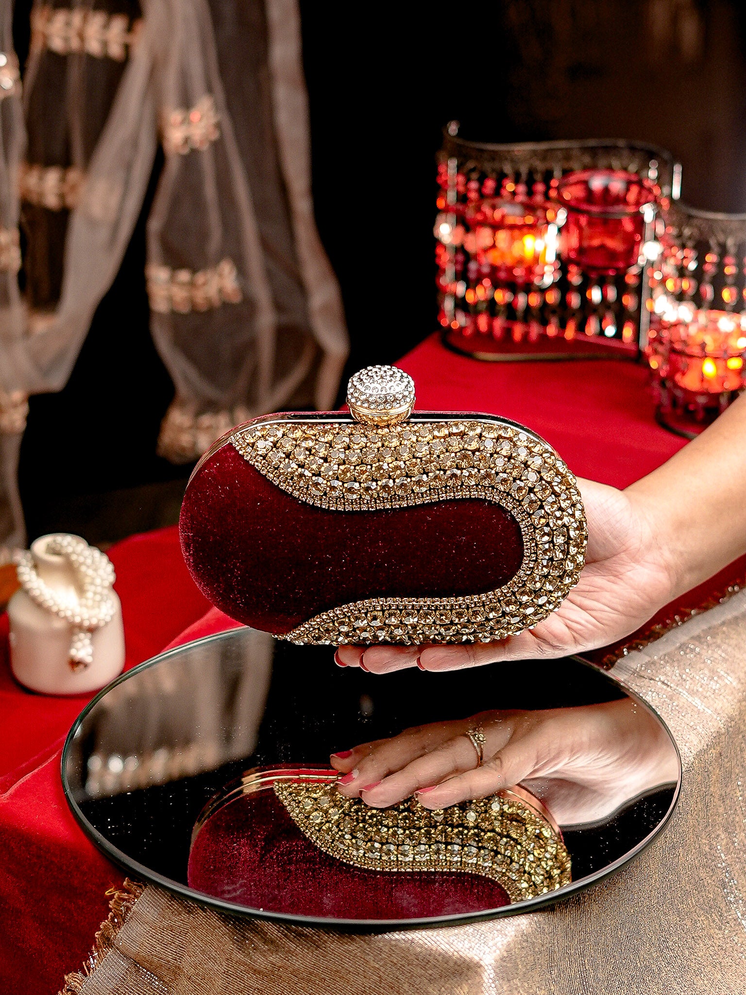 Embroidered Box Clutch
