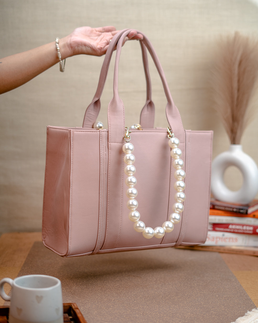 Heavy_Pearl_Handle_Peach_Handbag_Nidhi_Rathi