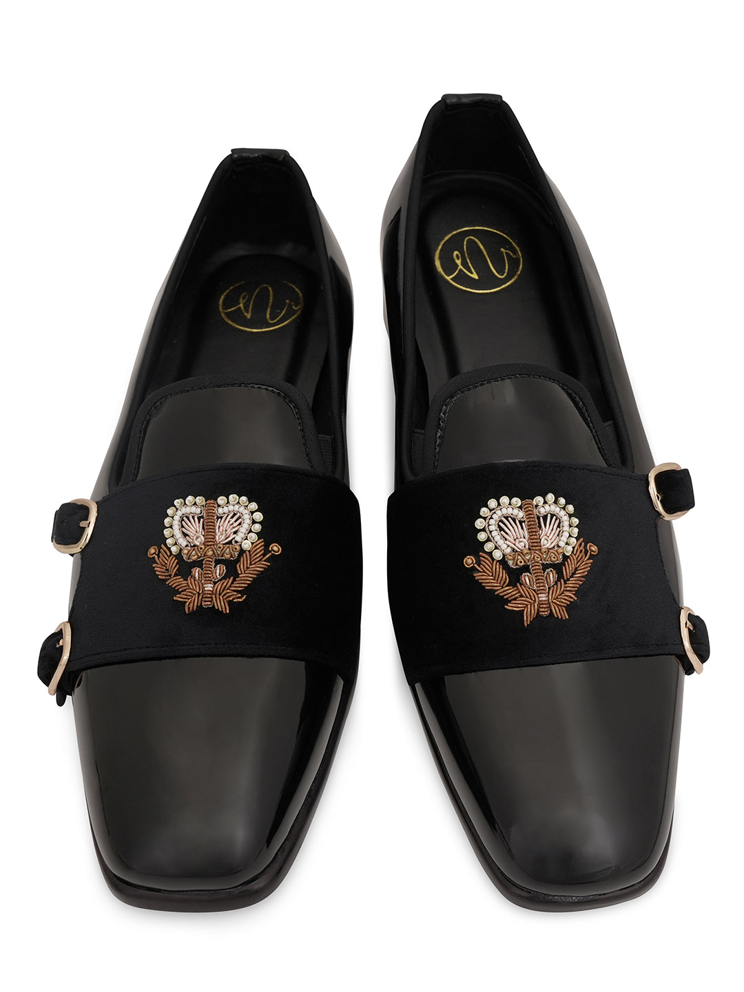 Men Embroidered Suede Monks