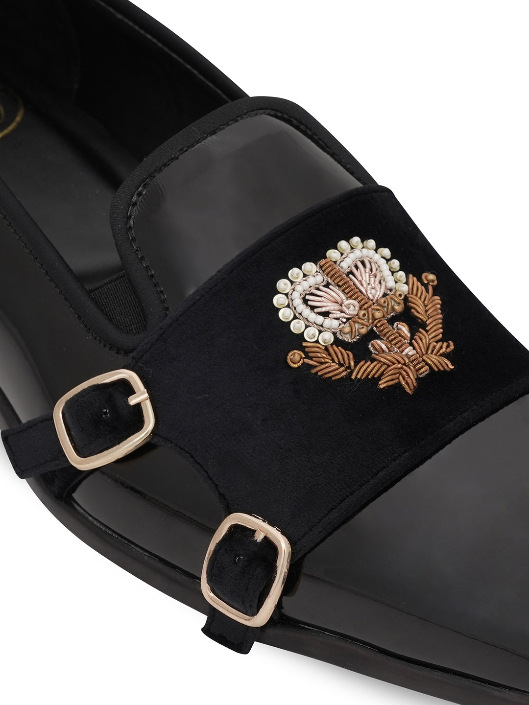 Men Embroidered Suede Monks