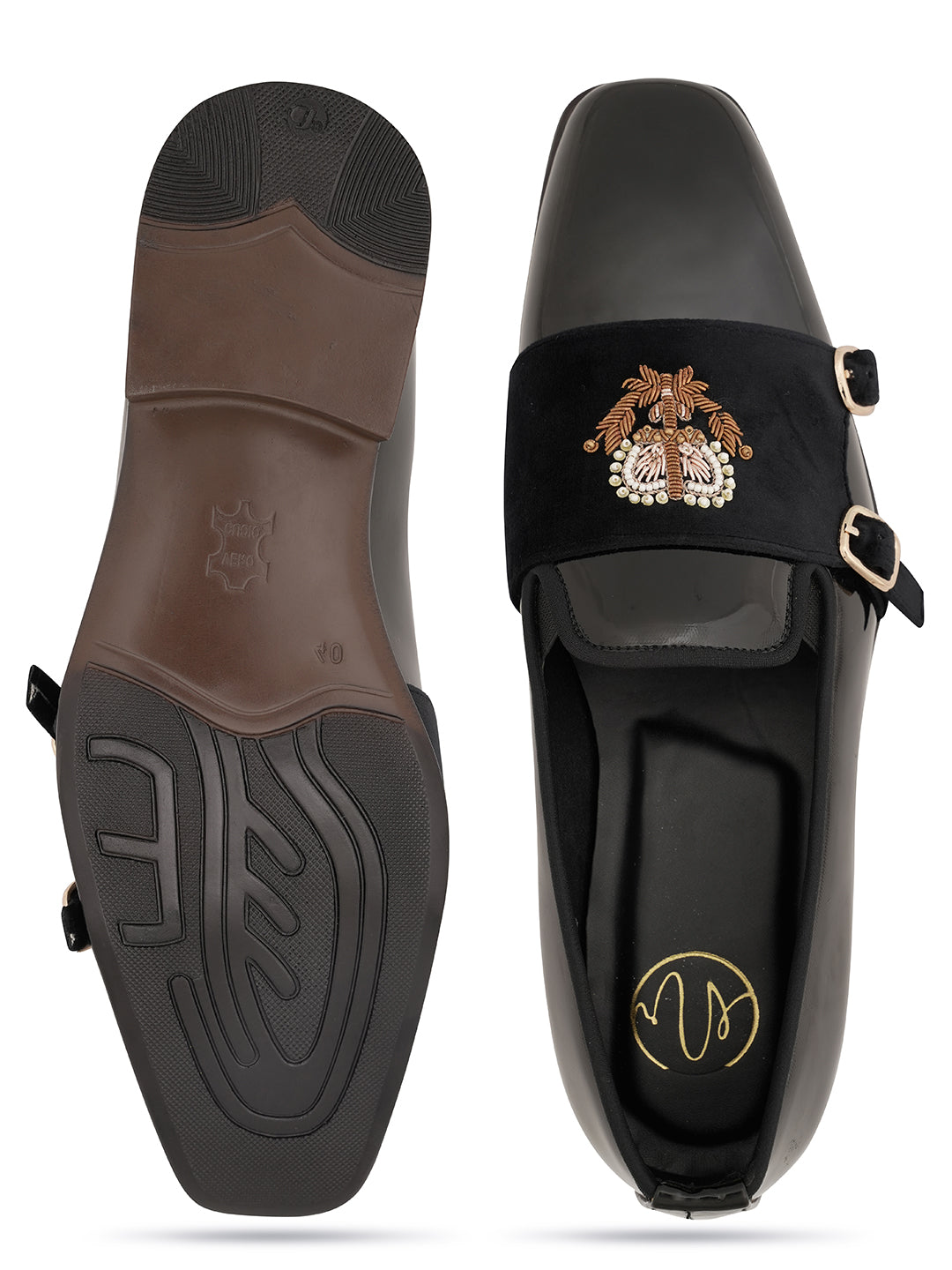 Men Embroidered Suede Monks
