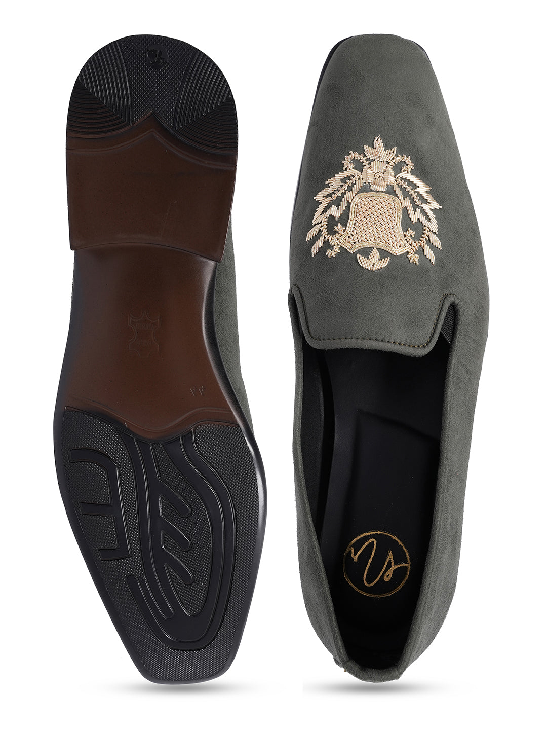 Men Embroidered Suede Loafers