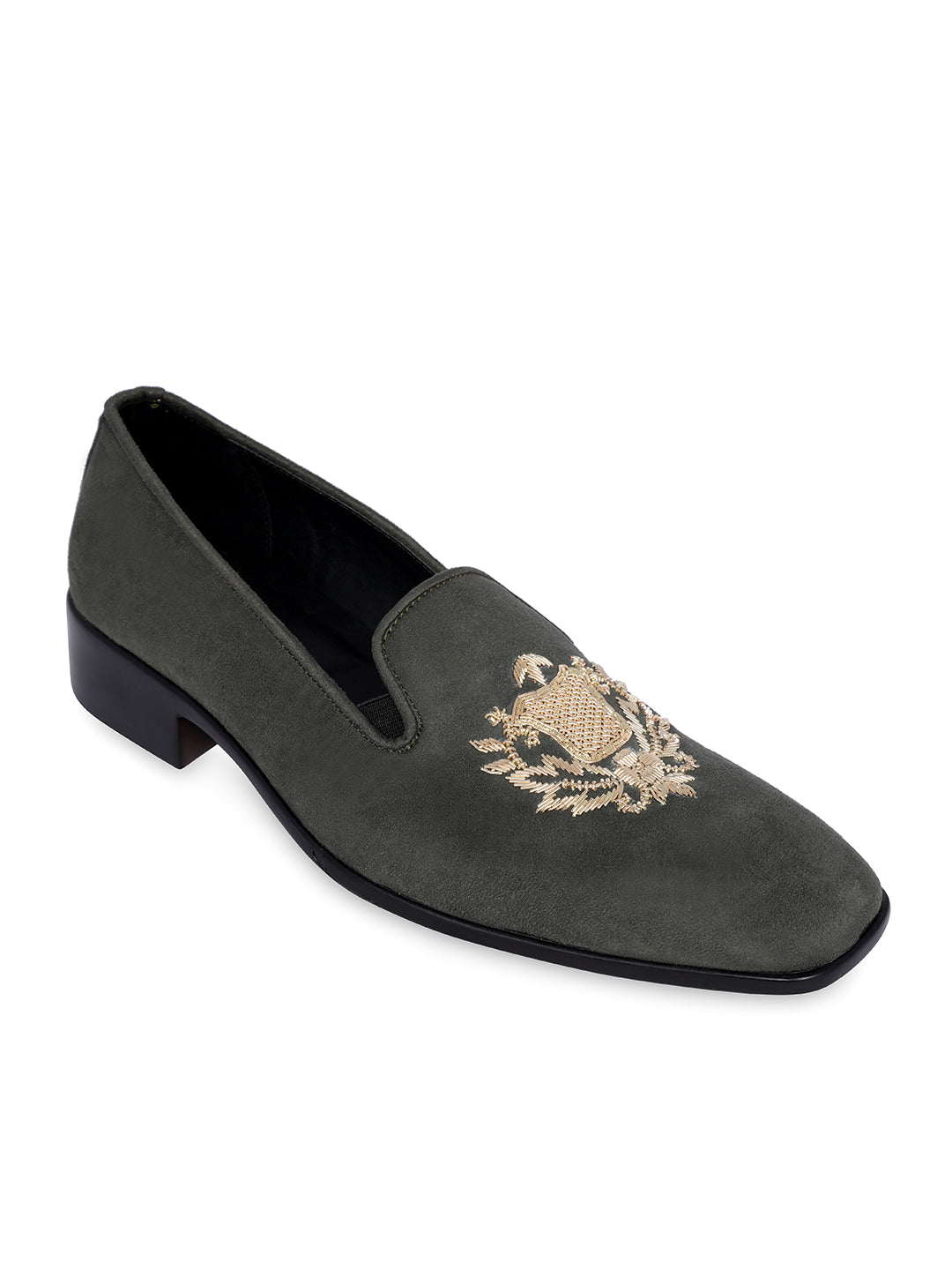 Men Embroidered Suede Loafers