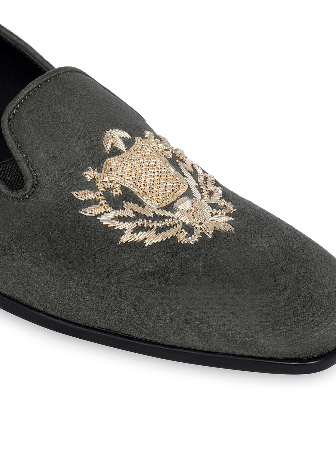 Men Embroidered Suede Loafers
