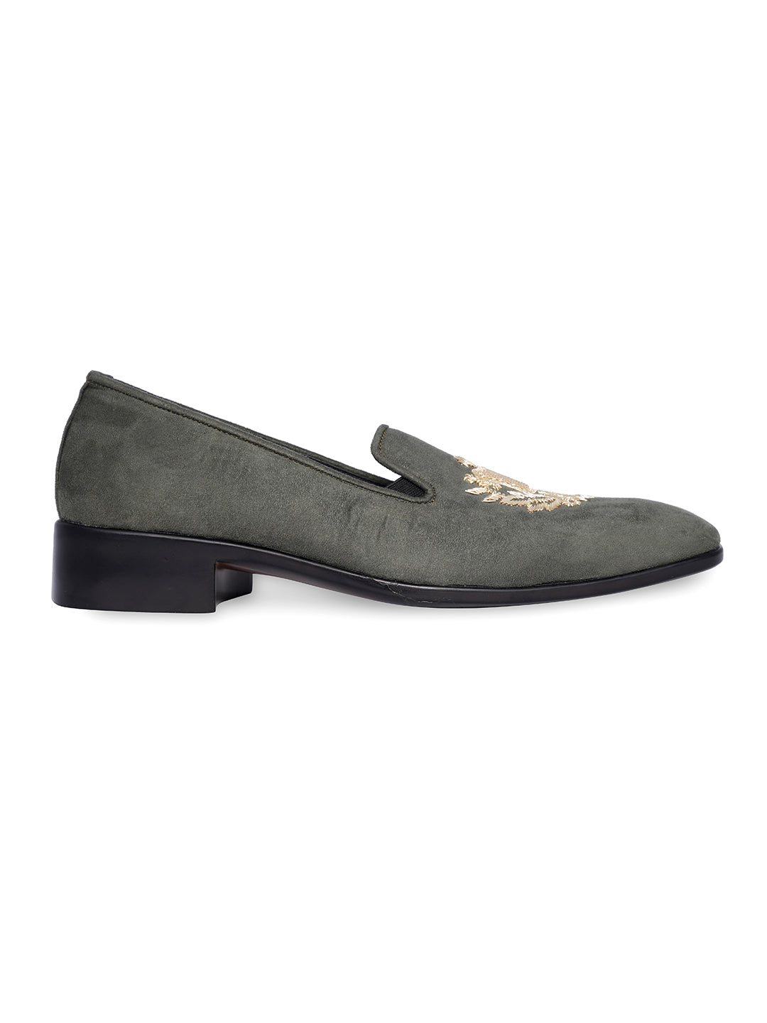 Men Embroidered Suede Loafers
