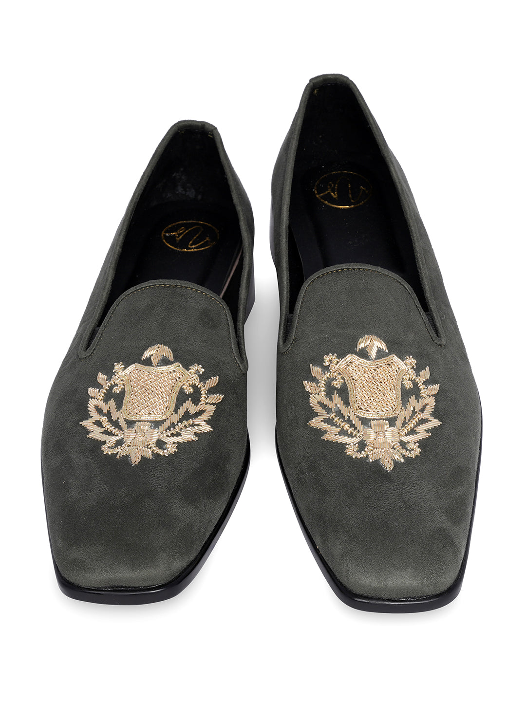 Men Embroidered Suede Loafers