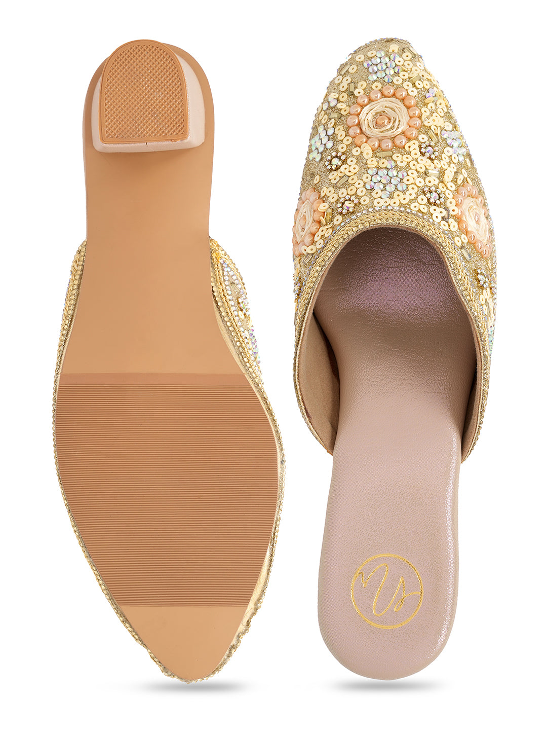 Women Embellished Block Heel Mules