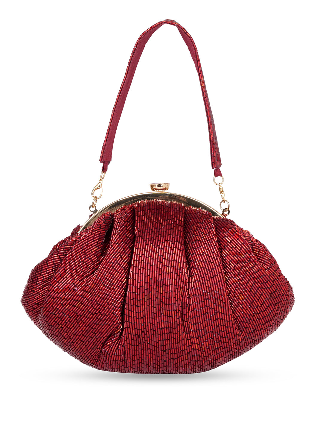 Embellished Water Resistant Half Moon Clutch