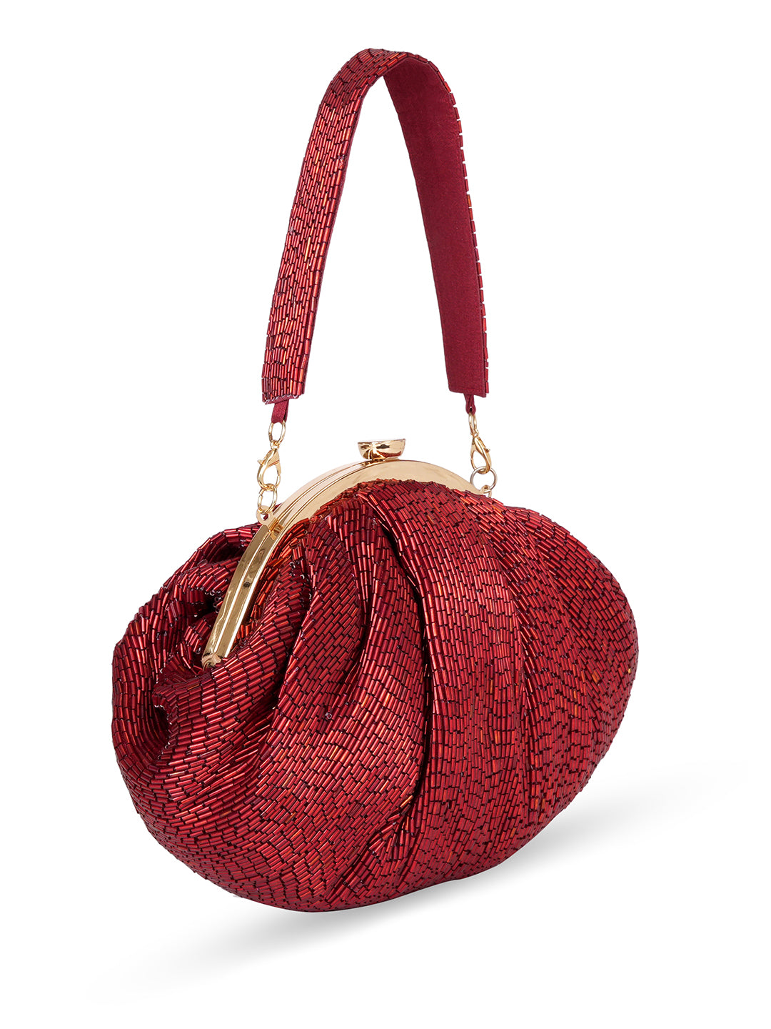 Embellished Water Resistant Half Moon Clutch