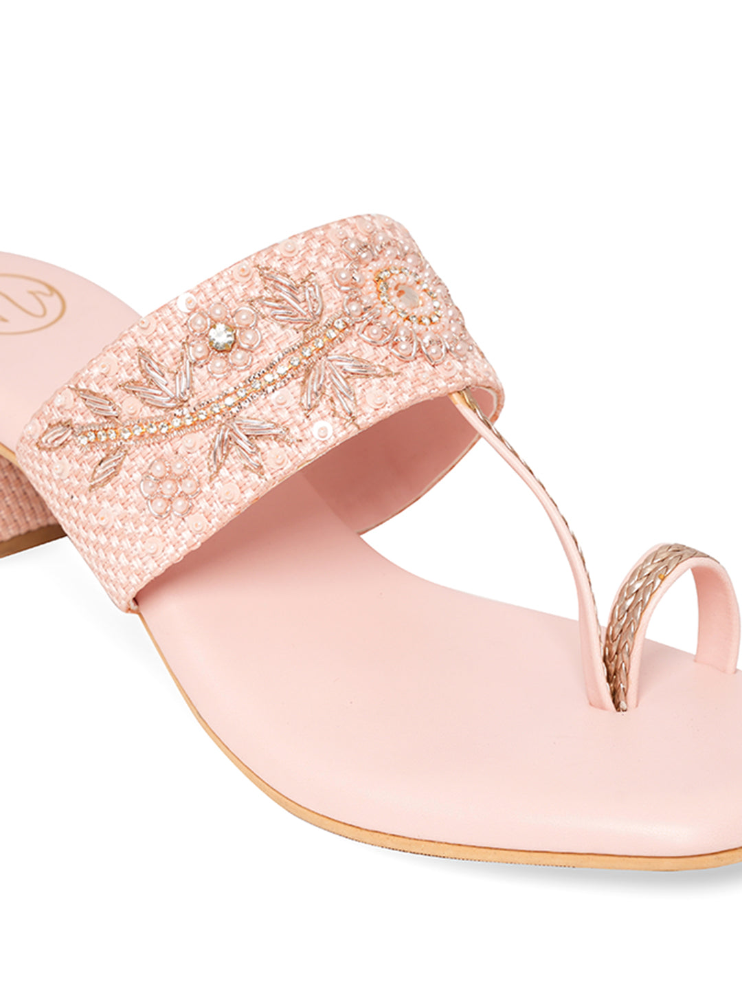 Women Nr Baby Pink Embellished Block Heels