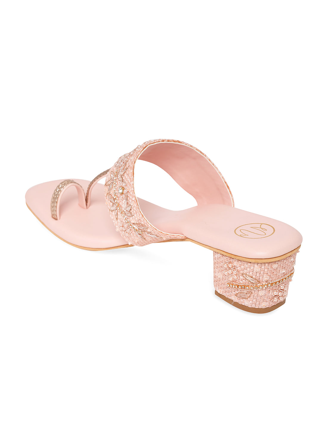 Women Nr Baby Pink Embellished Block Heels