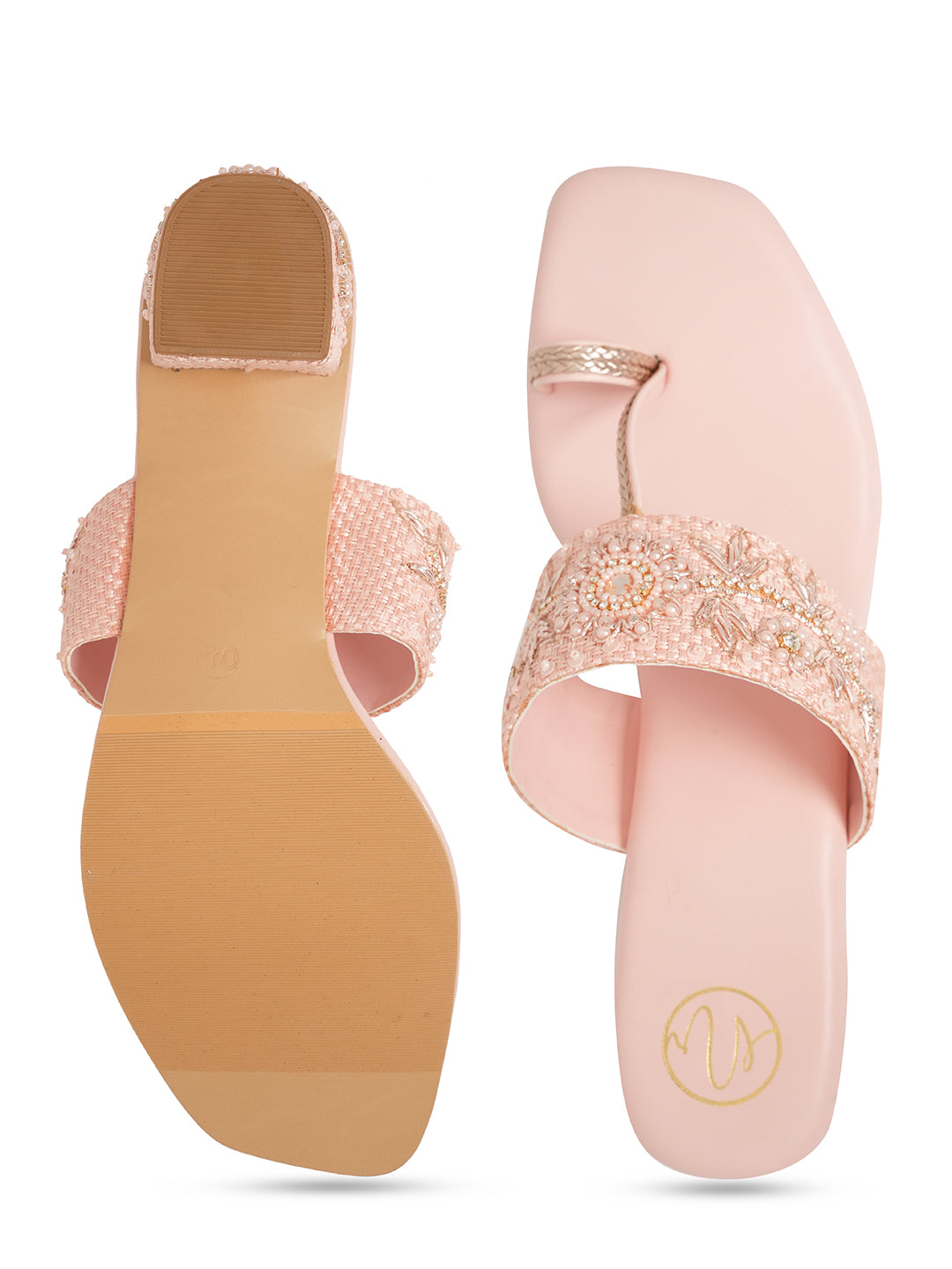 Women Nr Baby Pink Embellished Block Heels