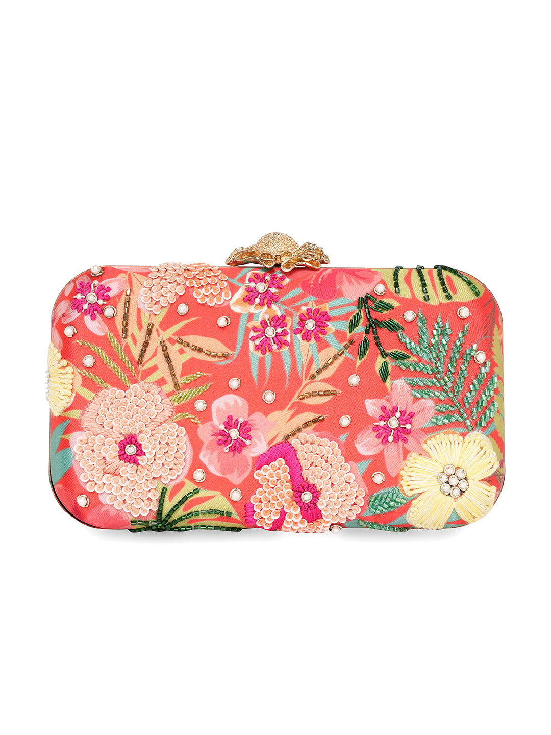 Embroidered Water Resistant Box Clutch