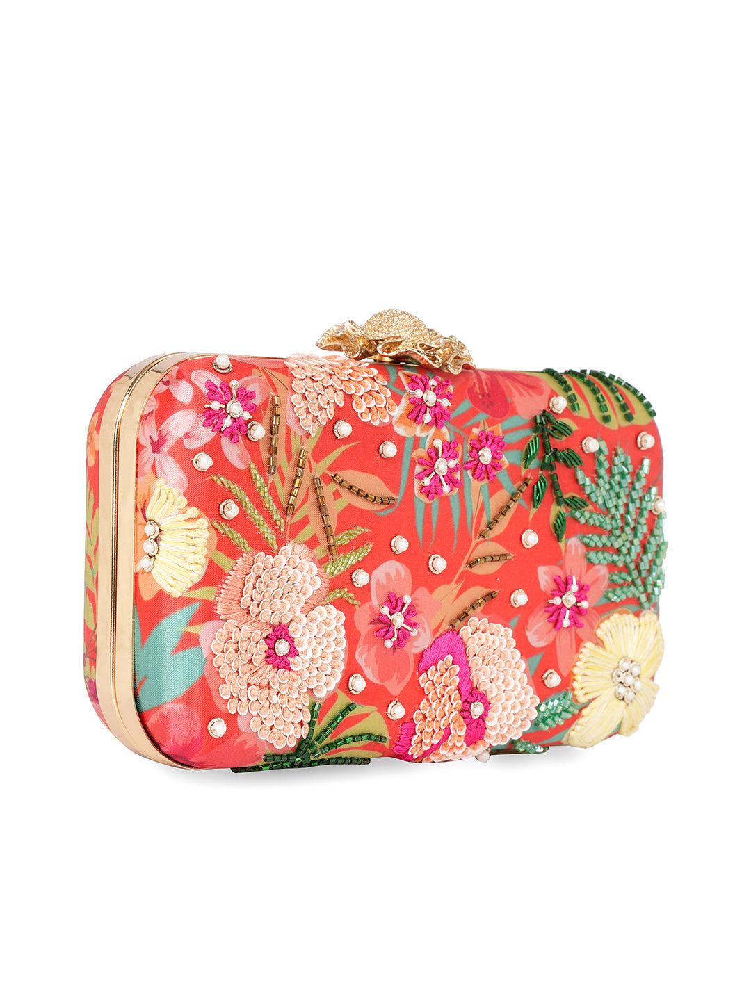 Embroidered Water Resistant Box Clutch