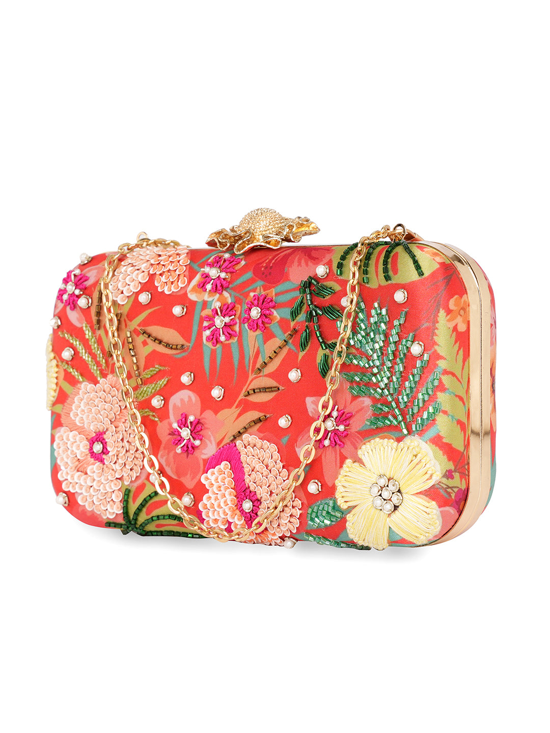 Embroidered Water Resistant Box Clutch