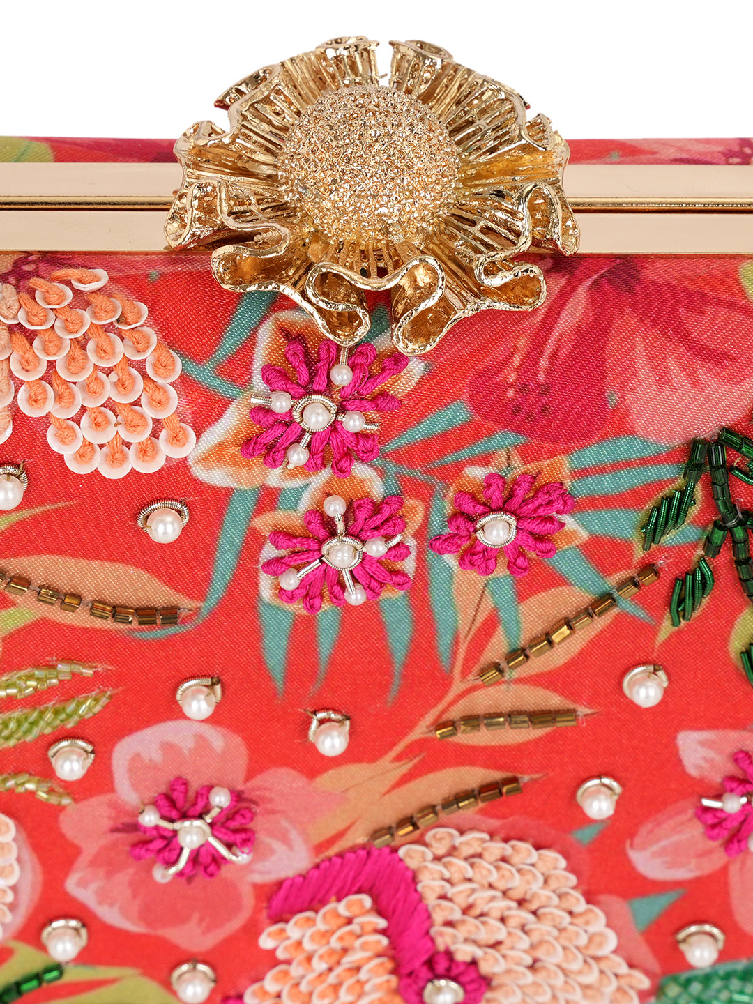 Embroidered Water Resistant Box Clutch