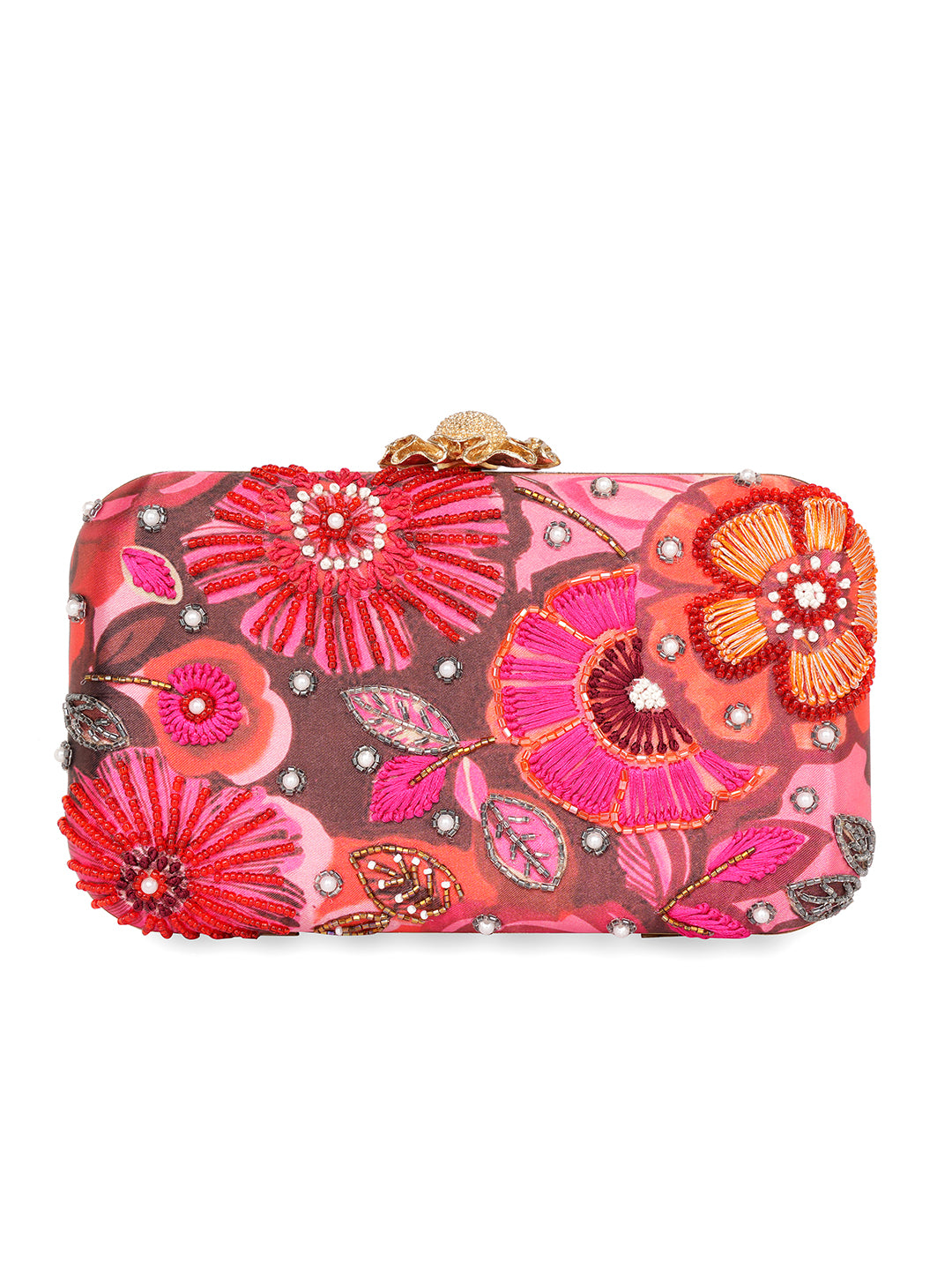 Embroidered Water Resistant Box Clutch