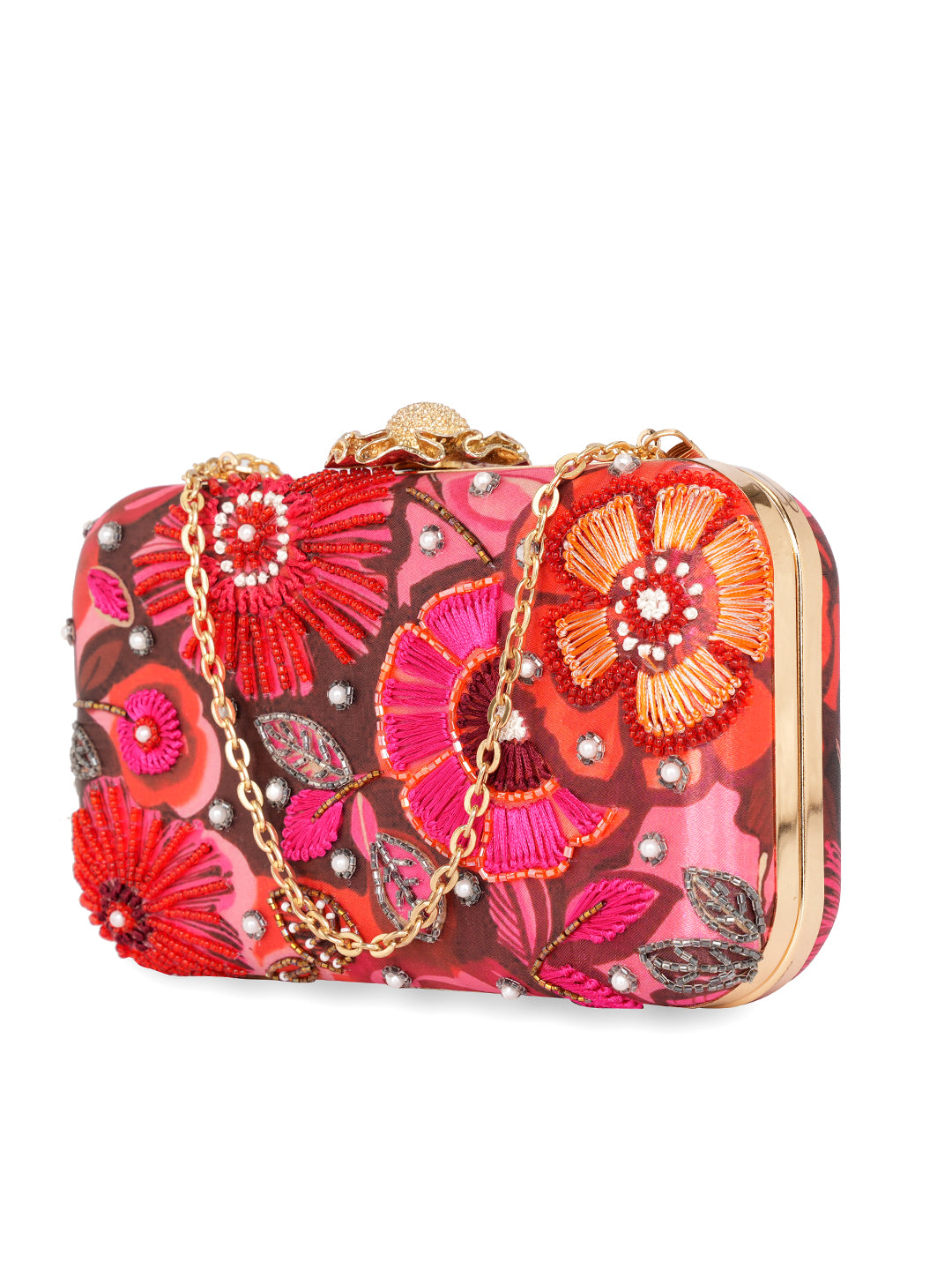 Embroidered Water Resistant Box Clutch