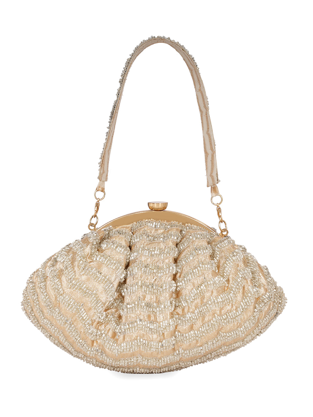 Embroidered Half Moon Party Clutch