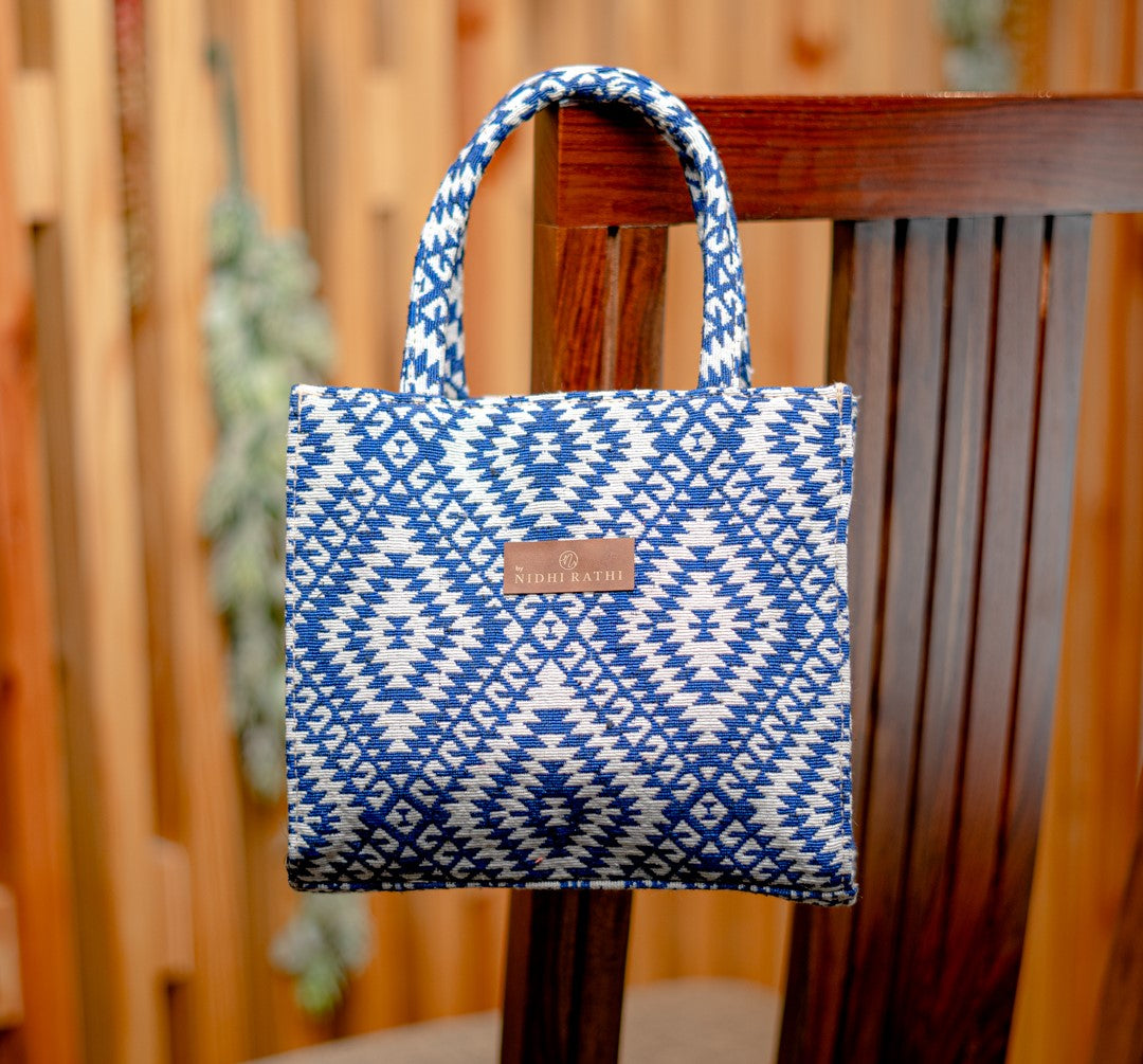 Nidhi_Rathi_Blue_Structured_Tote_Bag_With_Tasselled
