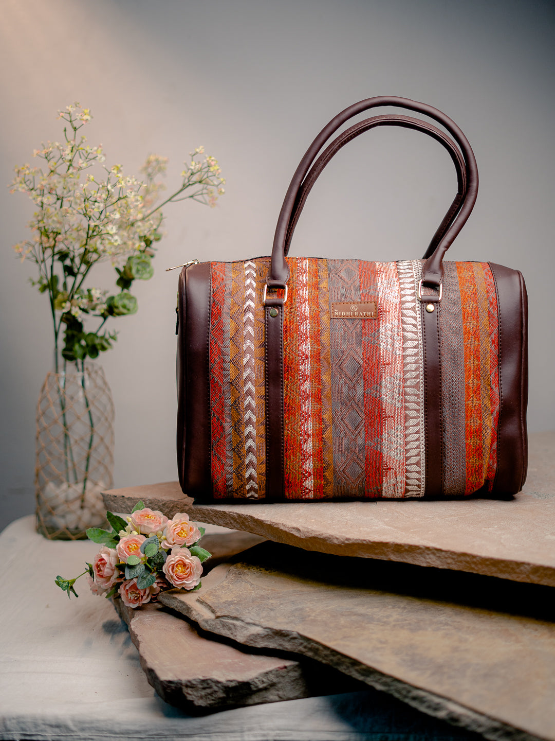 Nidhi_Rathi_Brown_Structured_Handheld_Bag_With_Tasselled