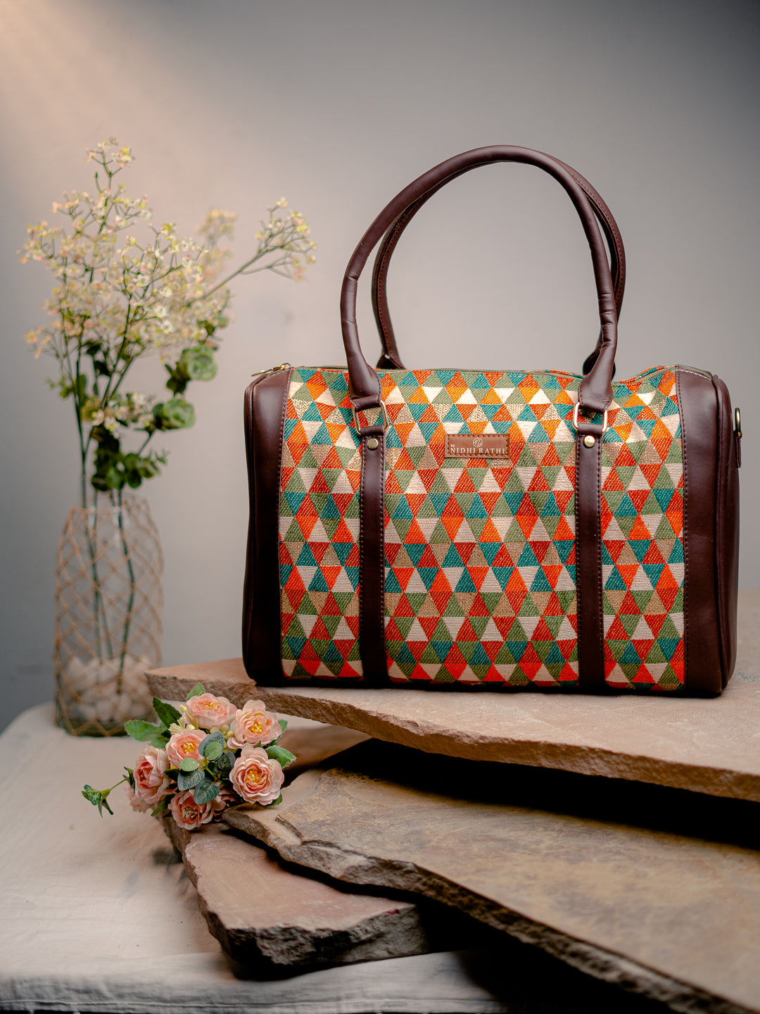 Nidhi_Rathi_Brown_Structured_Handheld_Bag_With_Tasselled