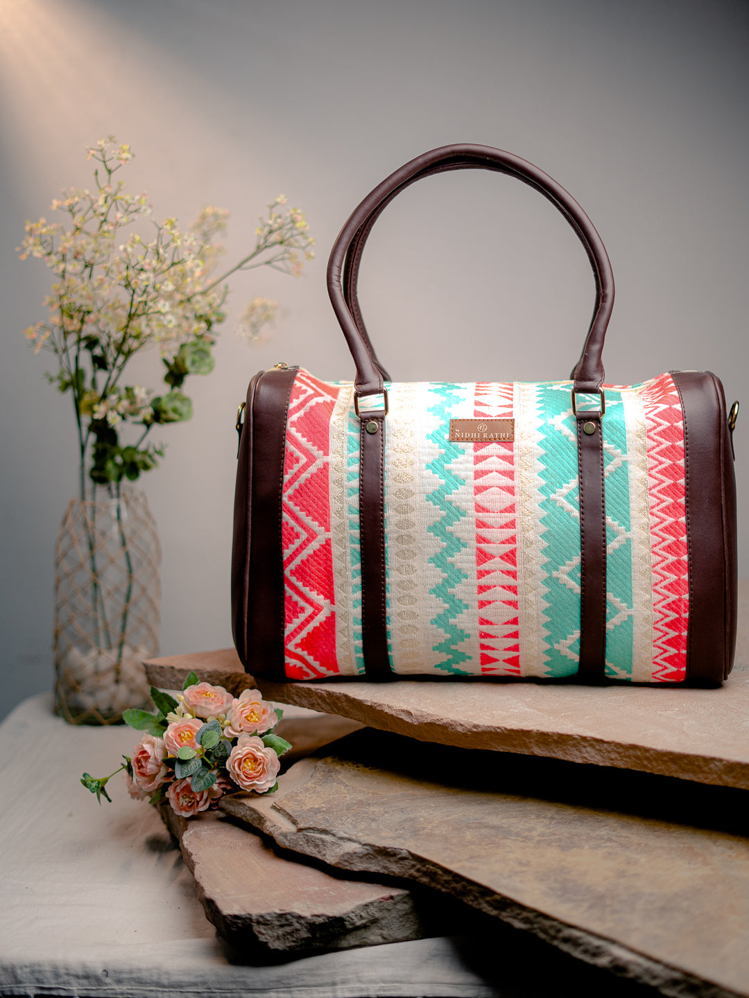 Nidhi_Rathi_Brown_Textured_Structured_Handheld_Bag_With_Tasselled