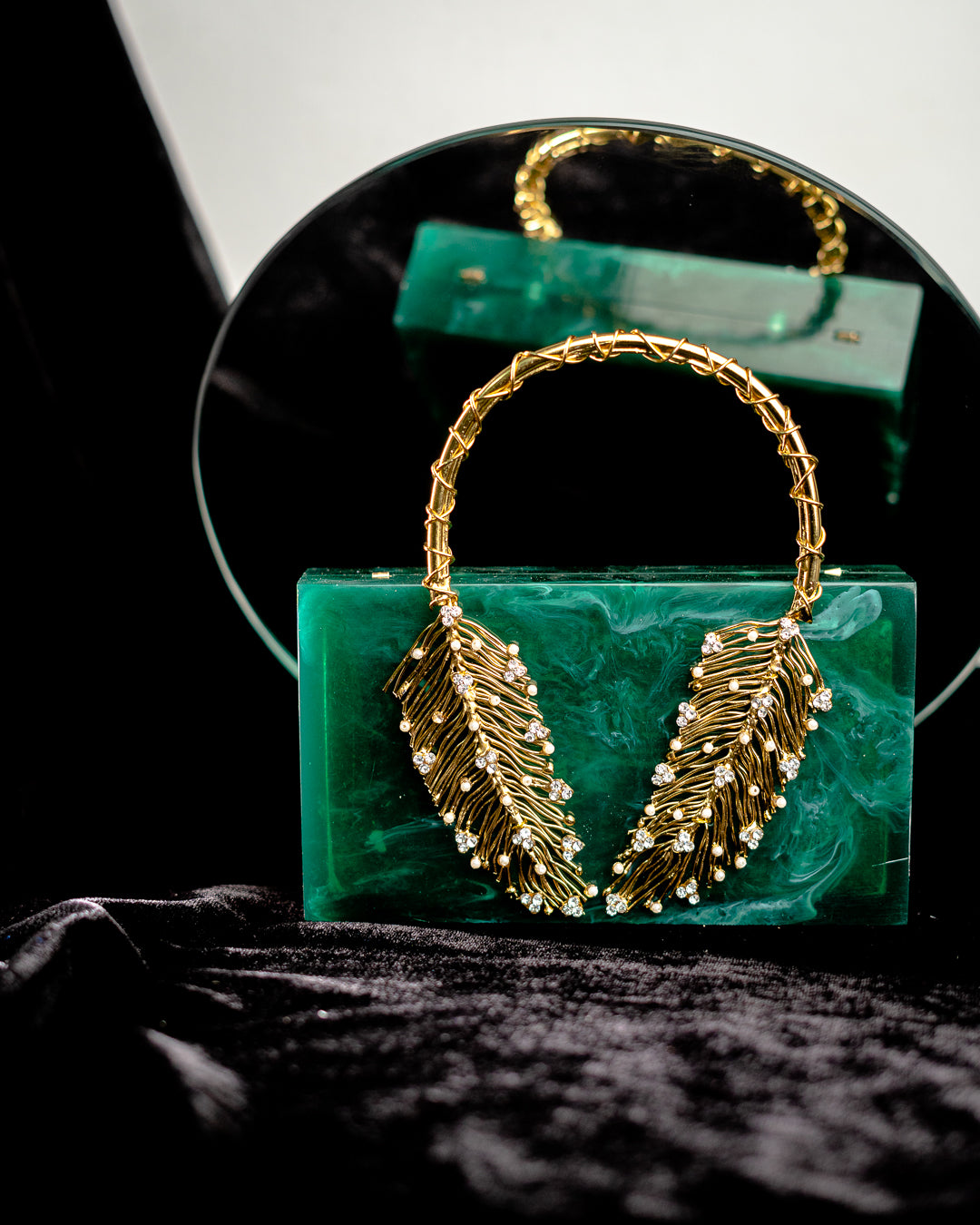 Green_Solid_Party_Box_Clutches_With_Attractive_Brass_Handle_Nidhi_Rathi