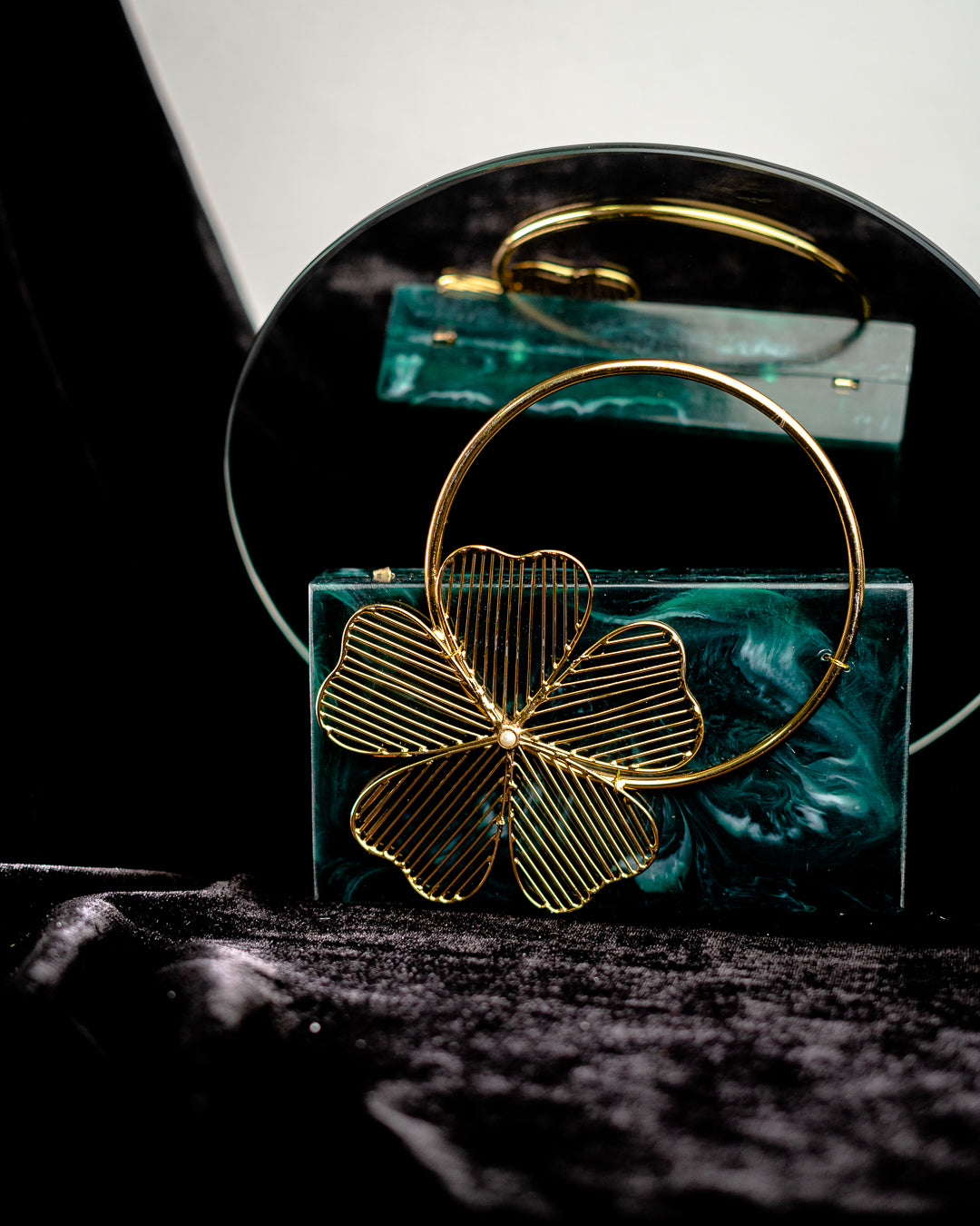 Green_Solid_Party_Box_Clutches_With_Attractive_Brass_Handle_Nidhi_Rathi