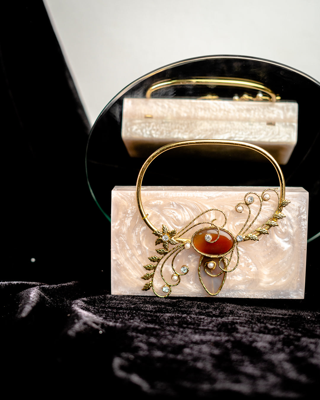 Beige_Solid_Party_Box_Clutches_With_Attractive_Brass_Handle_Nidhi_Rathi