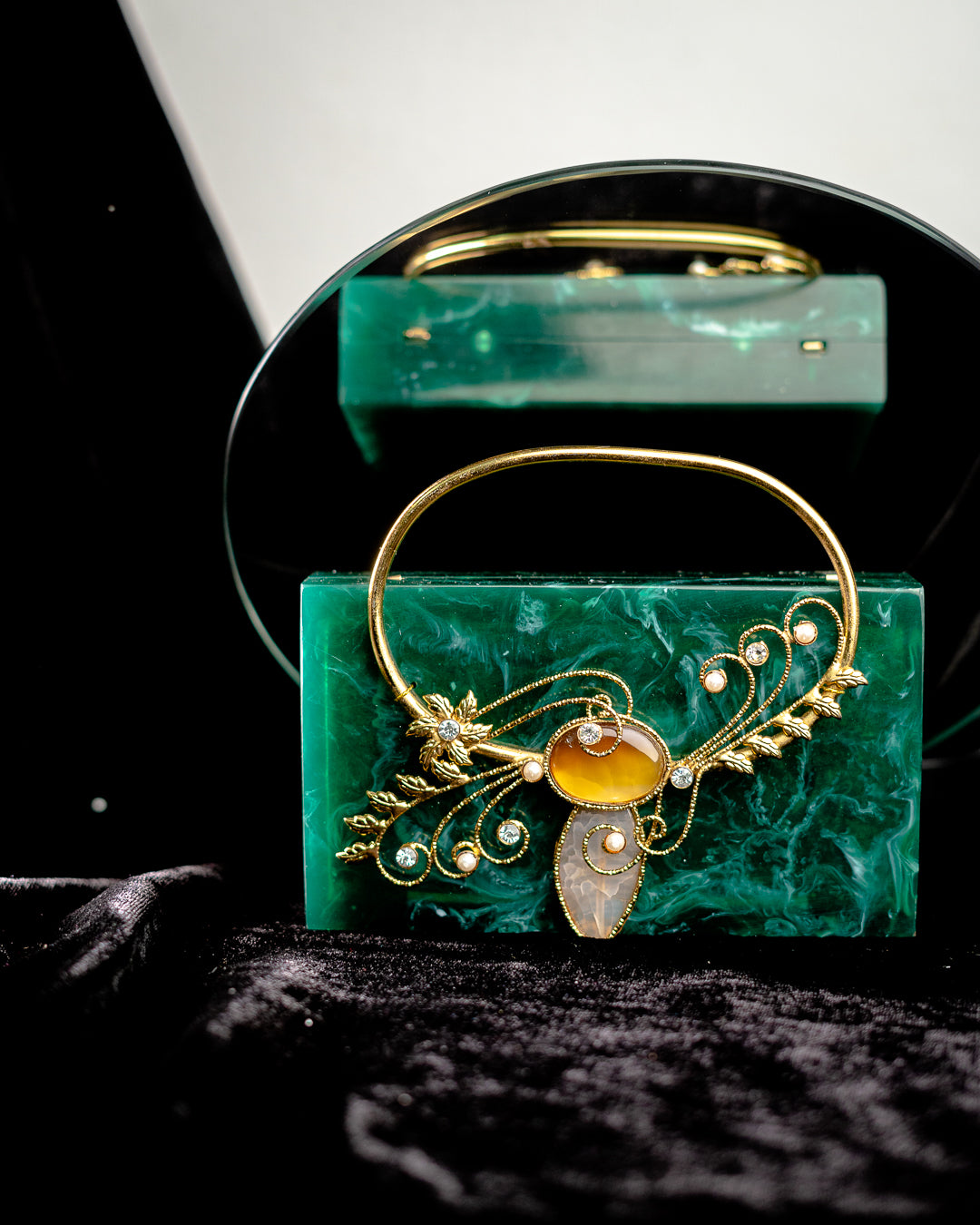Green_Solid_Party_Box_Clutches_With_Attractive_Brass_Handle_Nidhi_Rathi
