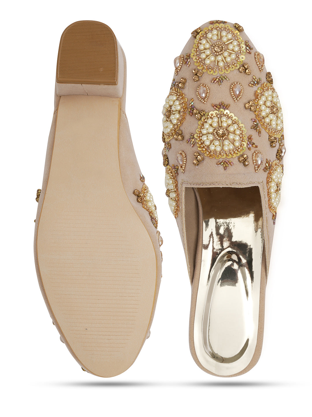 Embellished Suede Party Block Sandals