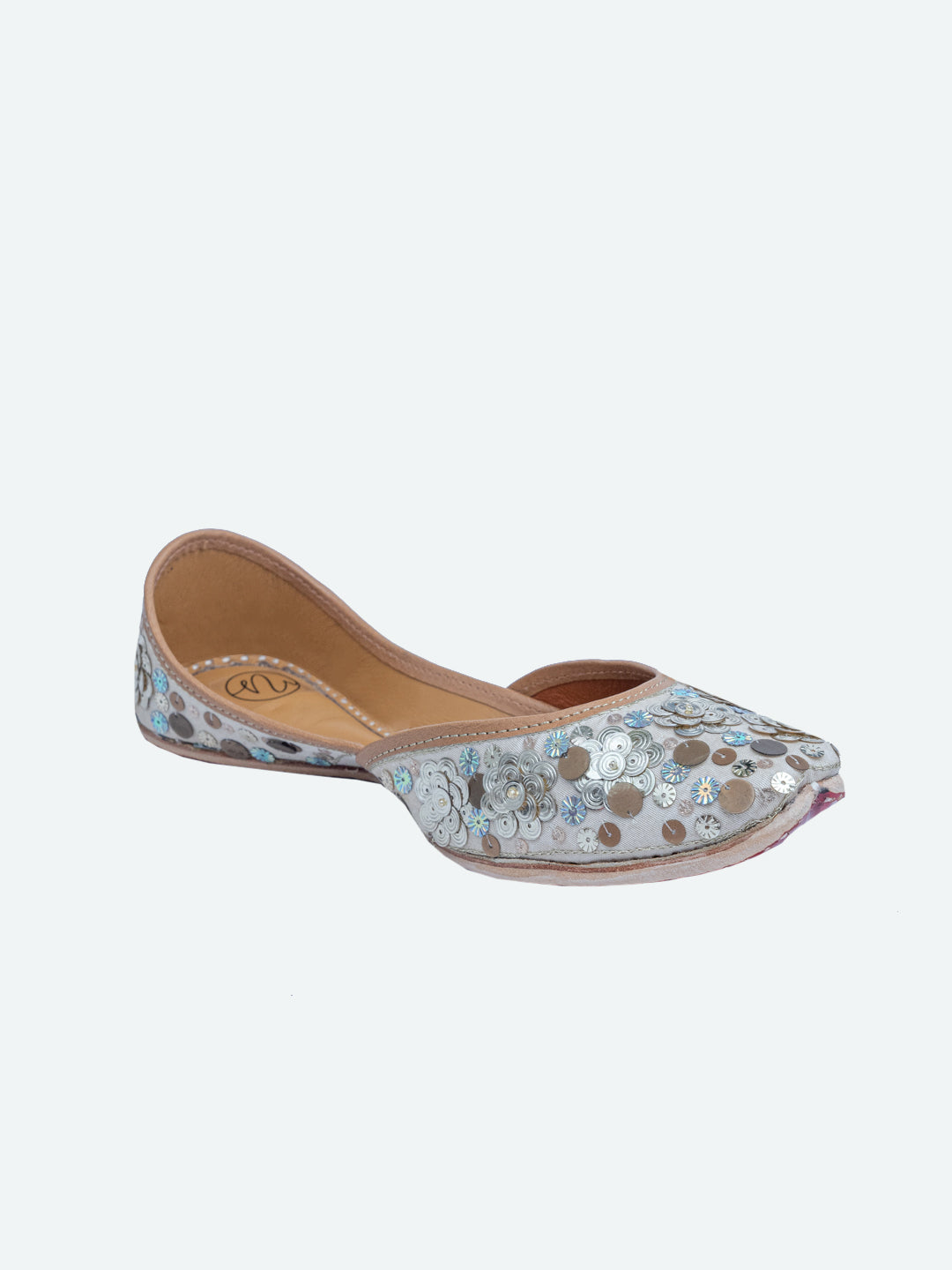 NR By Nidhi Rathi Women Grey Hand Embroidered Mojaris