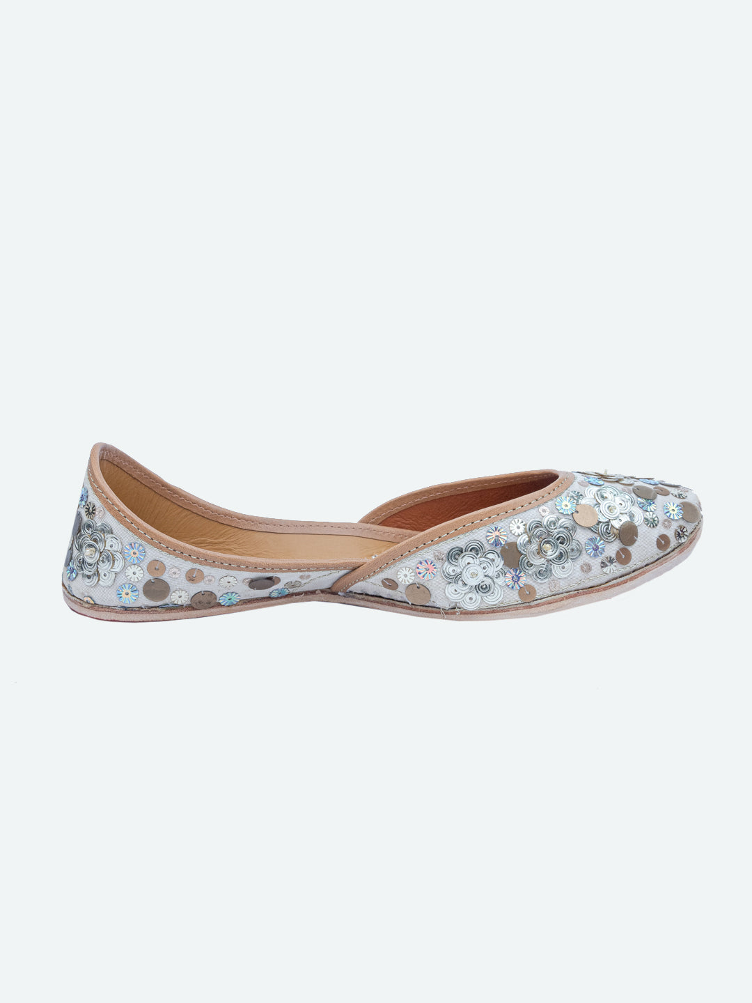 NR By Nidhi Rathi Women Grey Hand Embroidered Mojaris