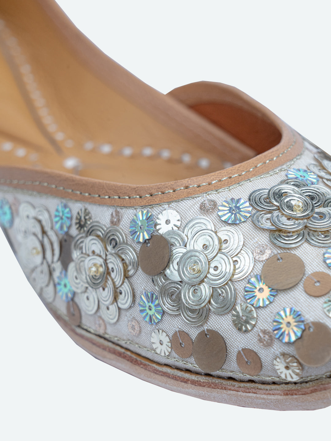 NR By Nidhi Rathi Women Grey Hand Embroidered Mojaris