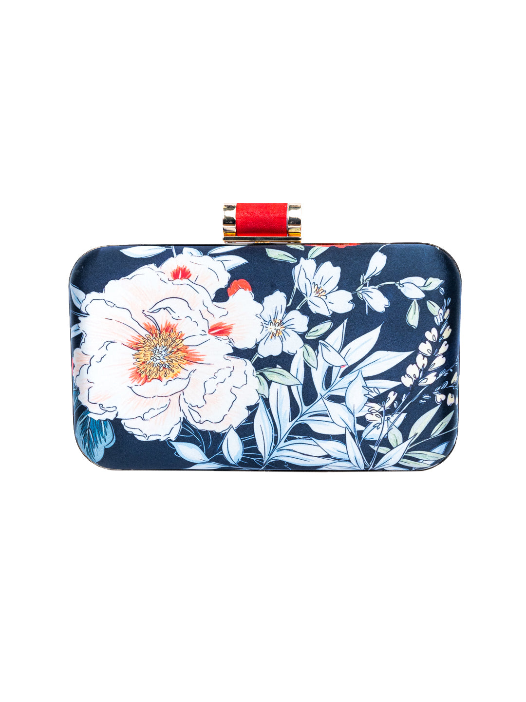 NR By Nidhi Rathi Blue &amp; Orange Embroidered Box Clutch