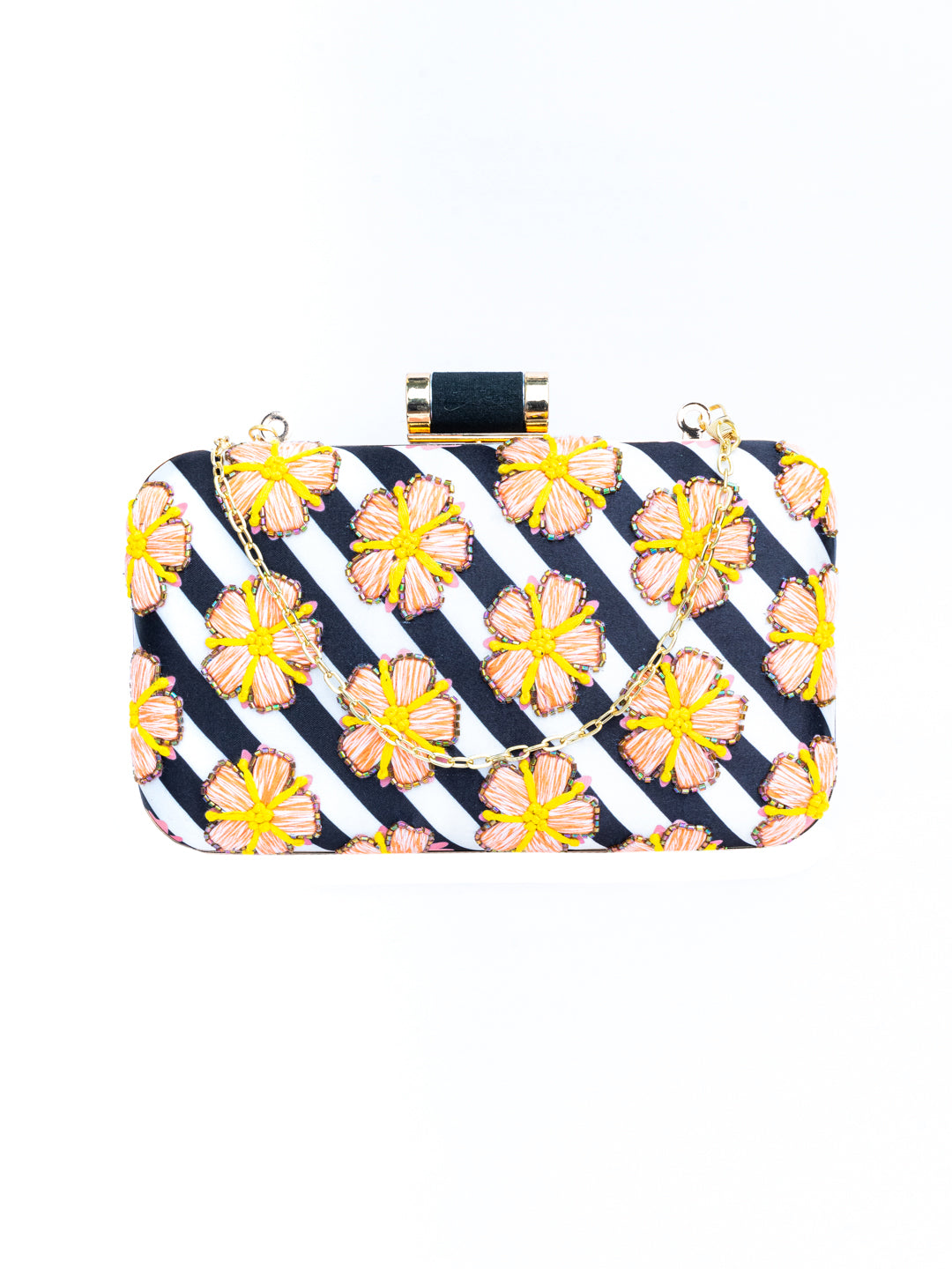 NR By Nidhi Rathi Black &amp; White Embroidered Box Clutch