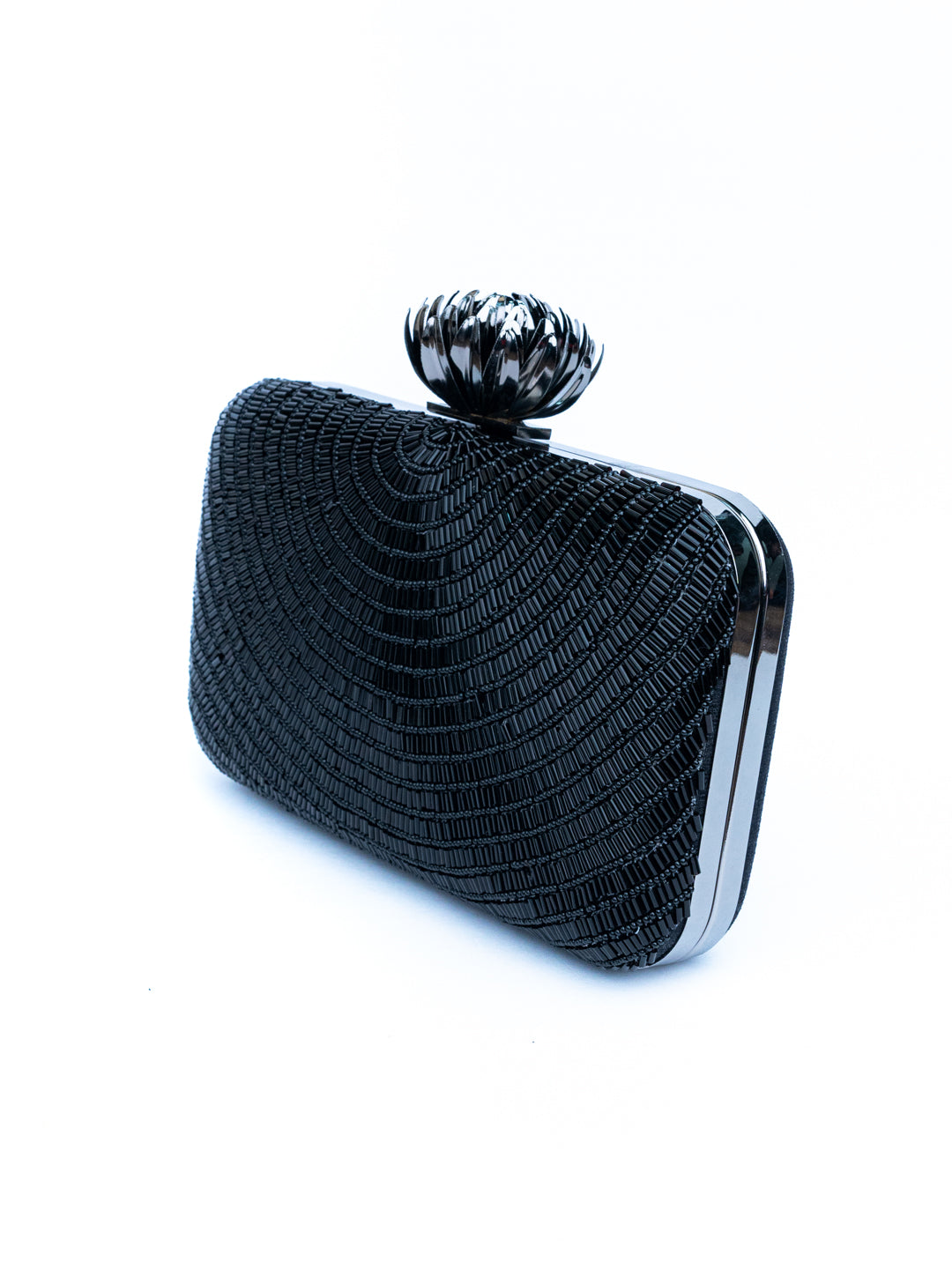 NR By Nidhi Rathi Women Black Hand Embellished Box Clutch